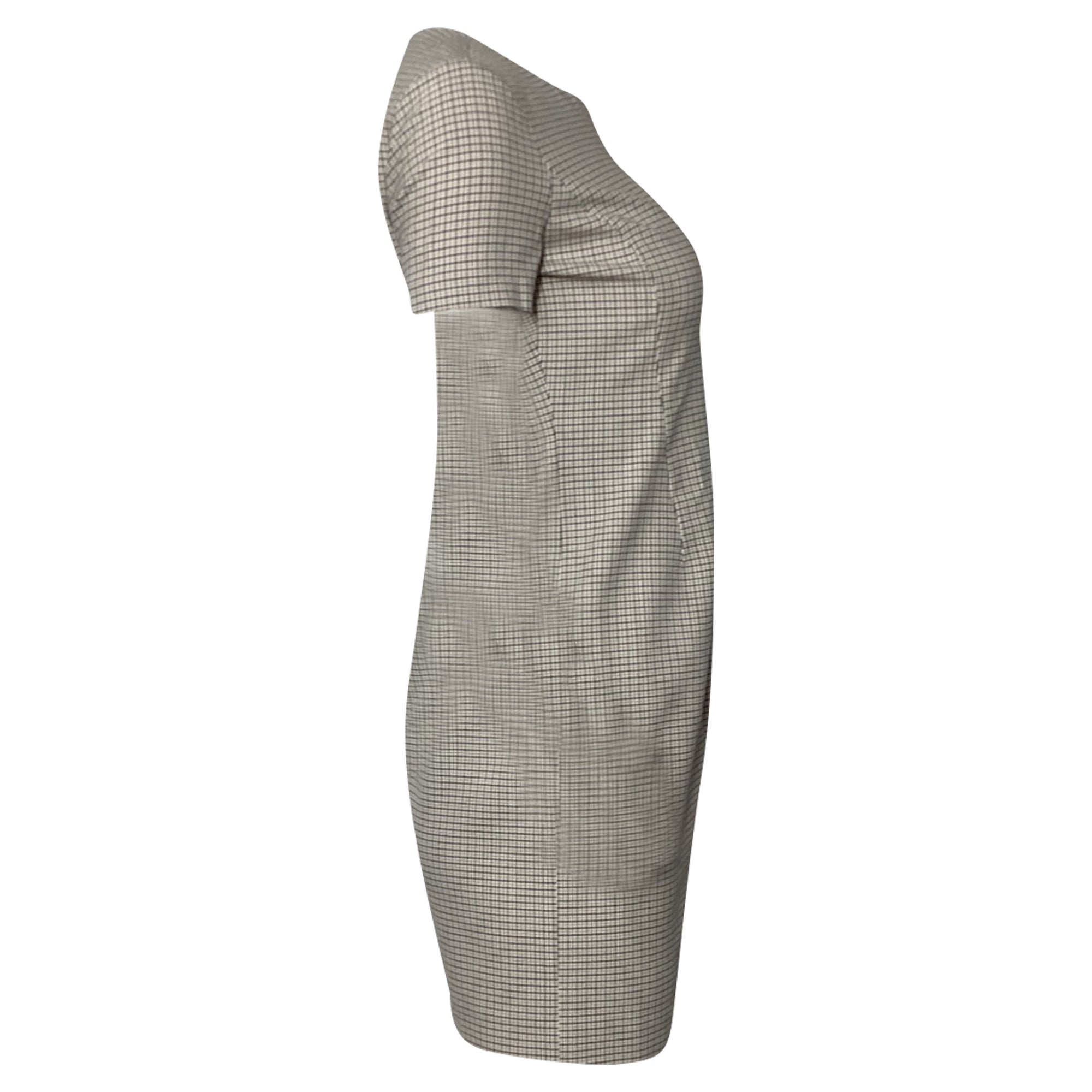 Vestido corto a cuadros color beige