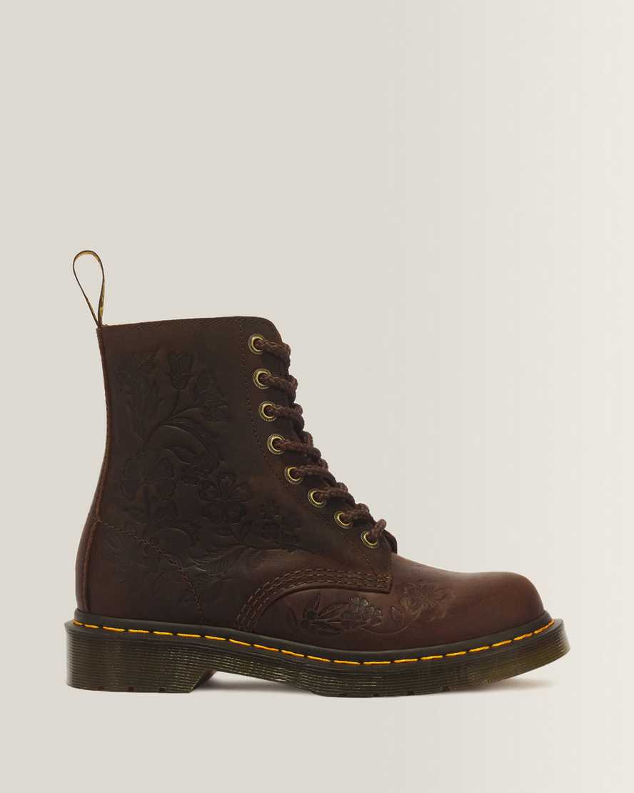 Botas de cuero con estampado floral