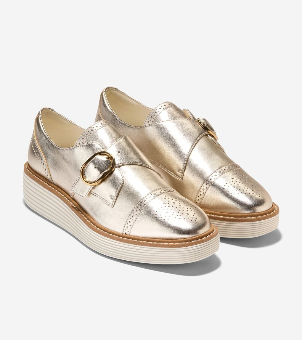 Zapatos de cordones de mujer color dorado