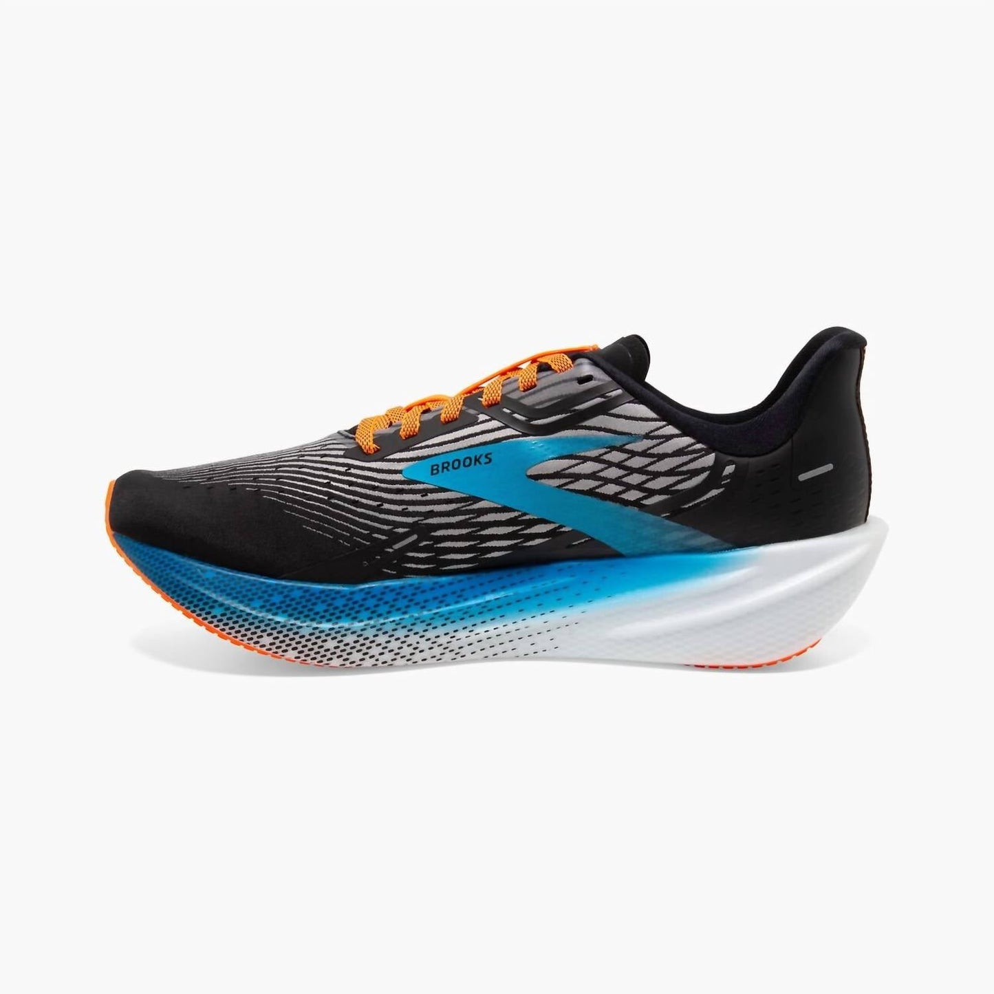 Tenis para correr de hombre color negro y gris y naranja