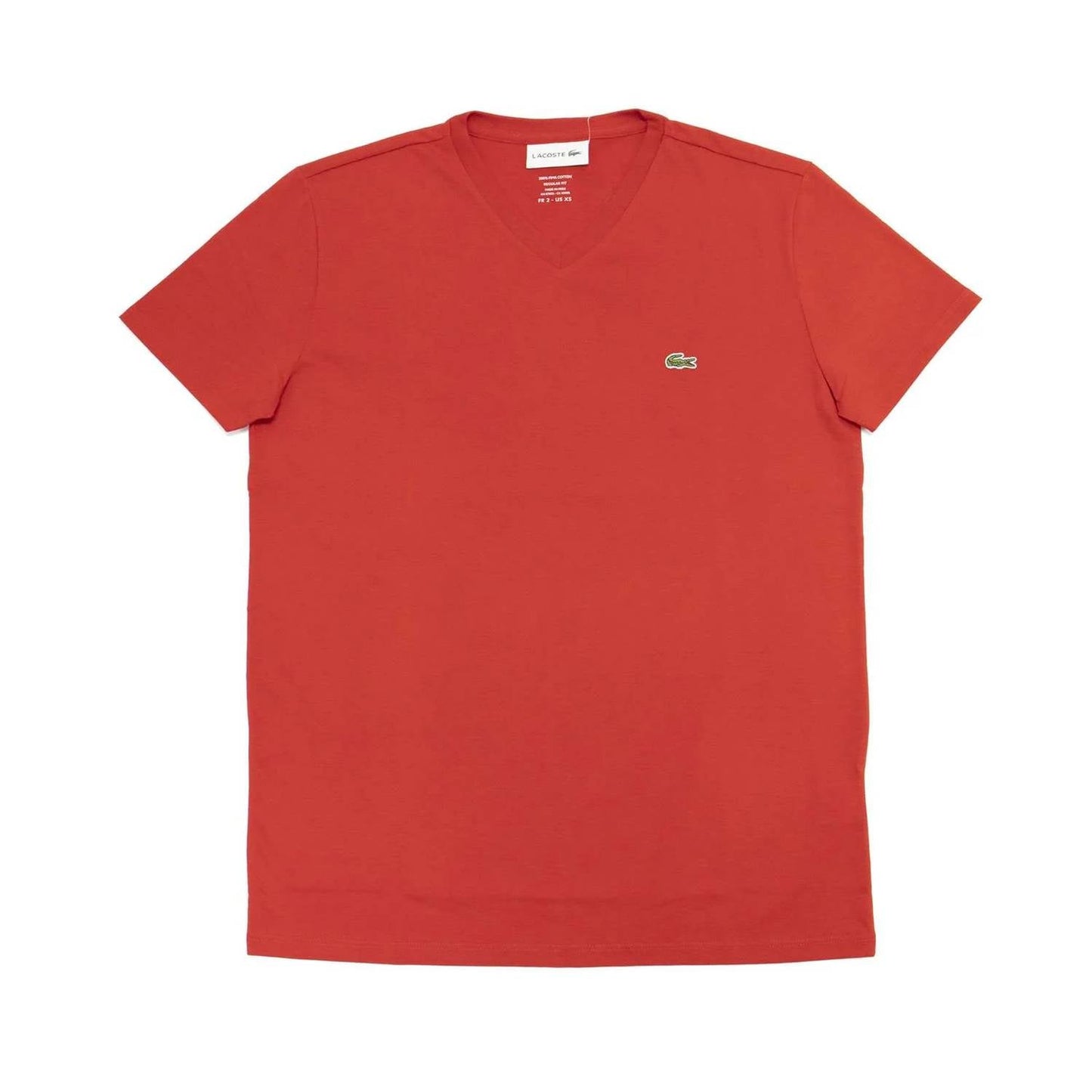 Camiseta de hombre de manga corta con cuello en V color rojo
