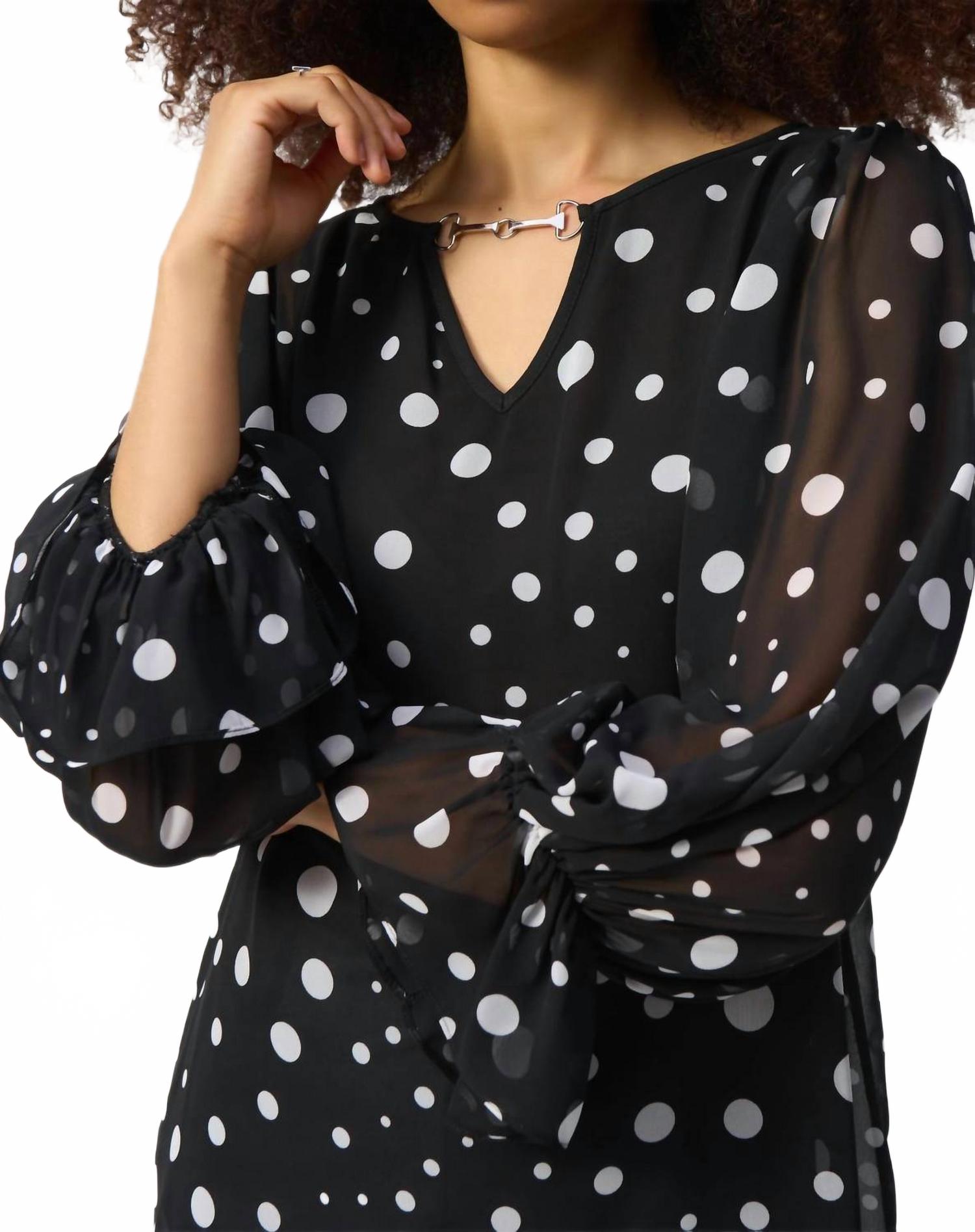 Top de gasa de lunares color negro