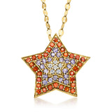Ross-Simons Estrella Pin/Dije Multi-Gemas en Oro de 18kt sobre Plata Esterlina