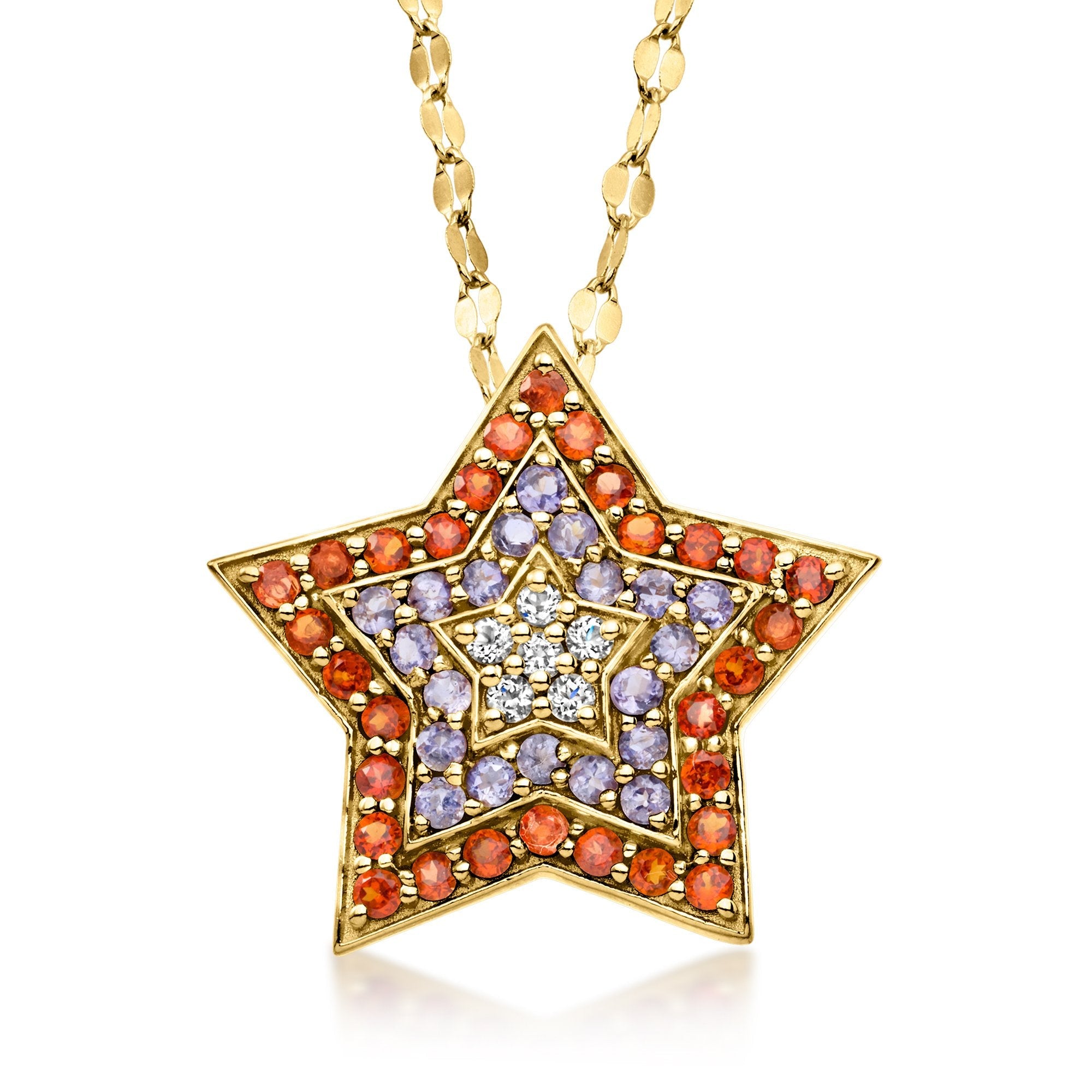 Ross-Simons Estrella Pin/Dije Multi-Gemas en Oro de 18kt sobre Plata Esterlina