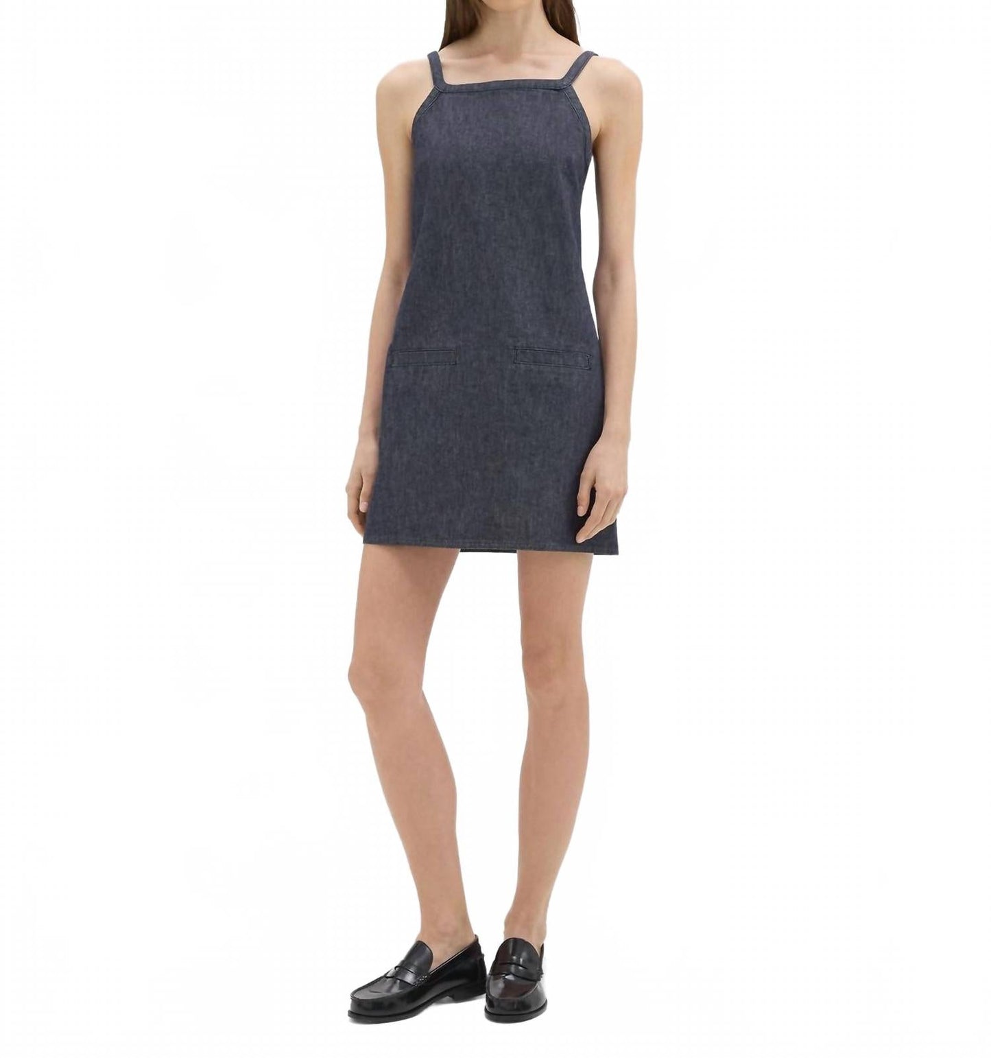 Vestido de mezclilla corto con escote cuadrado