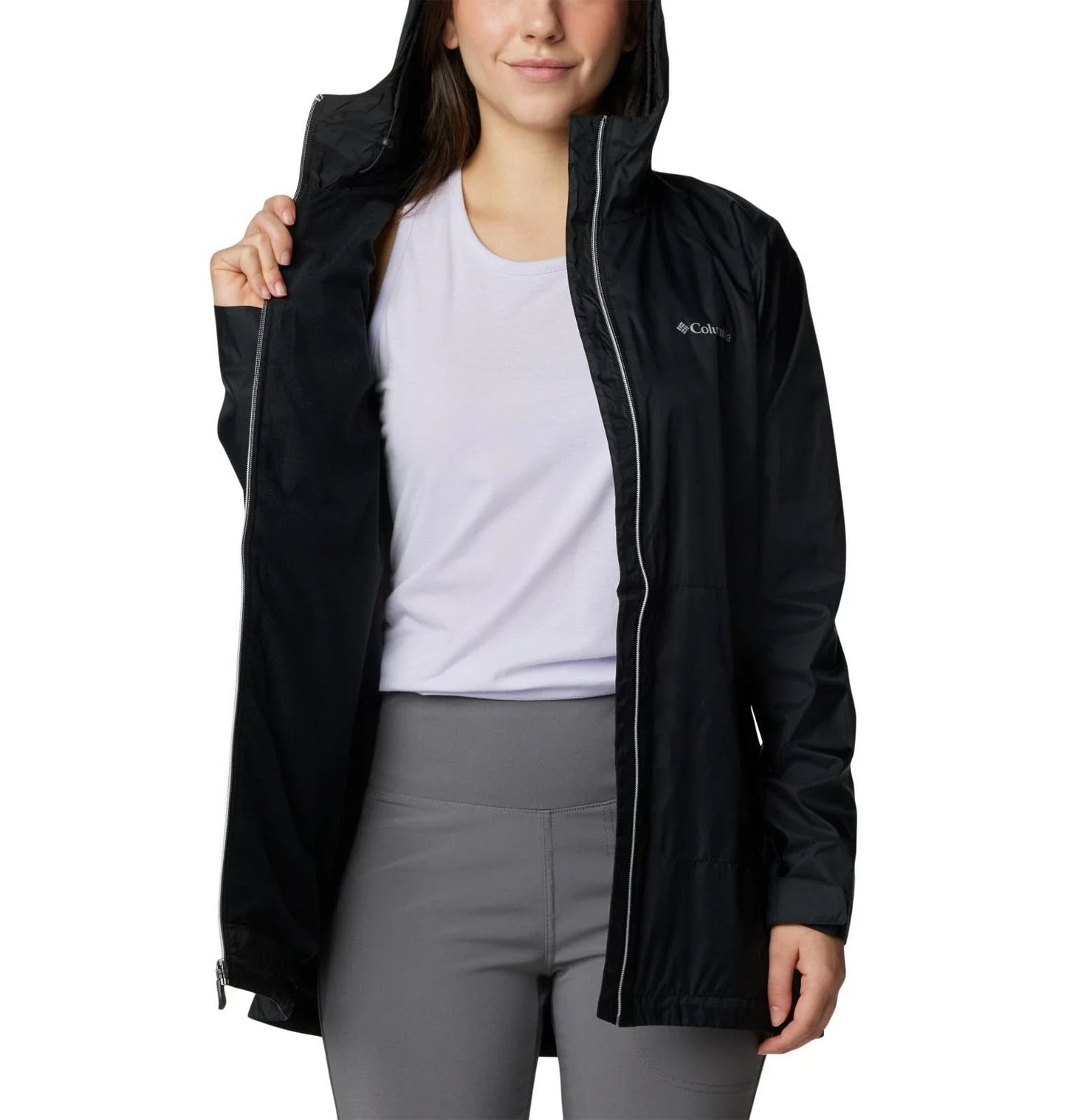 Chaqueta de mujer impermeable color negro