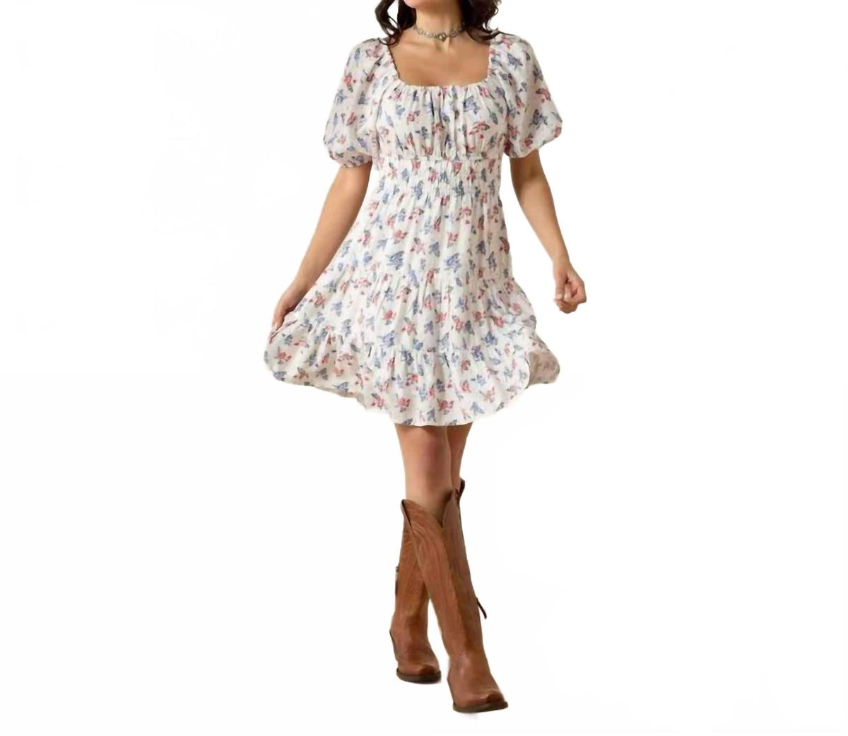 Vestido corto con estampado floral