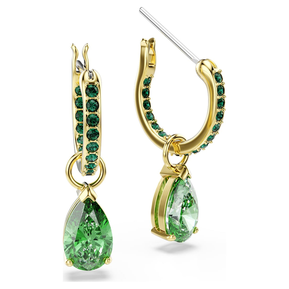 Aretes color verde y dorado