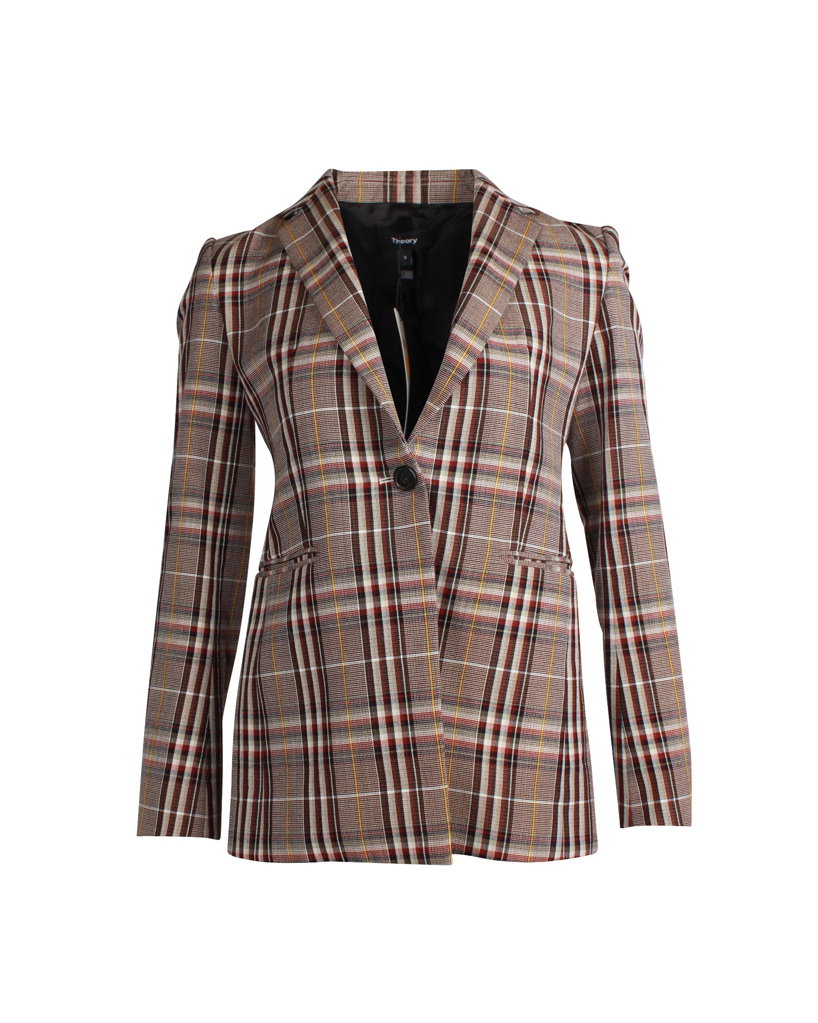 Blazer de lana a cuadros color café