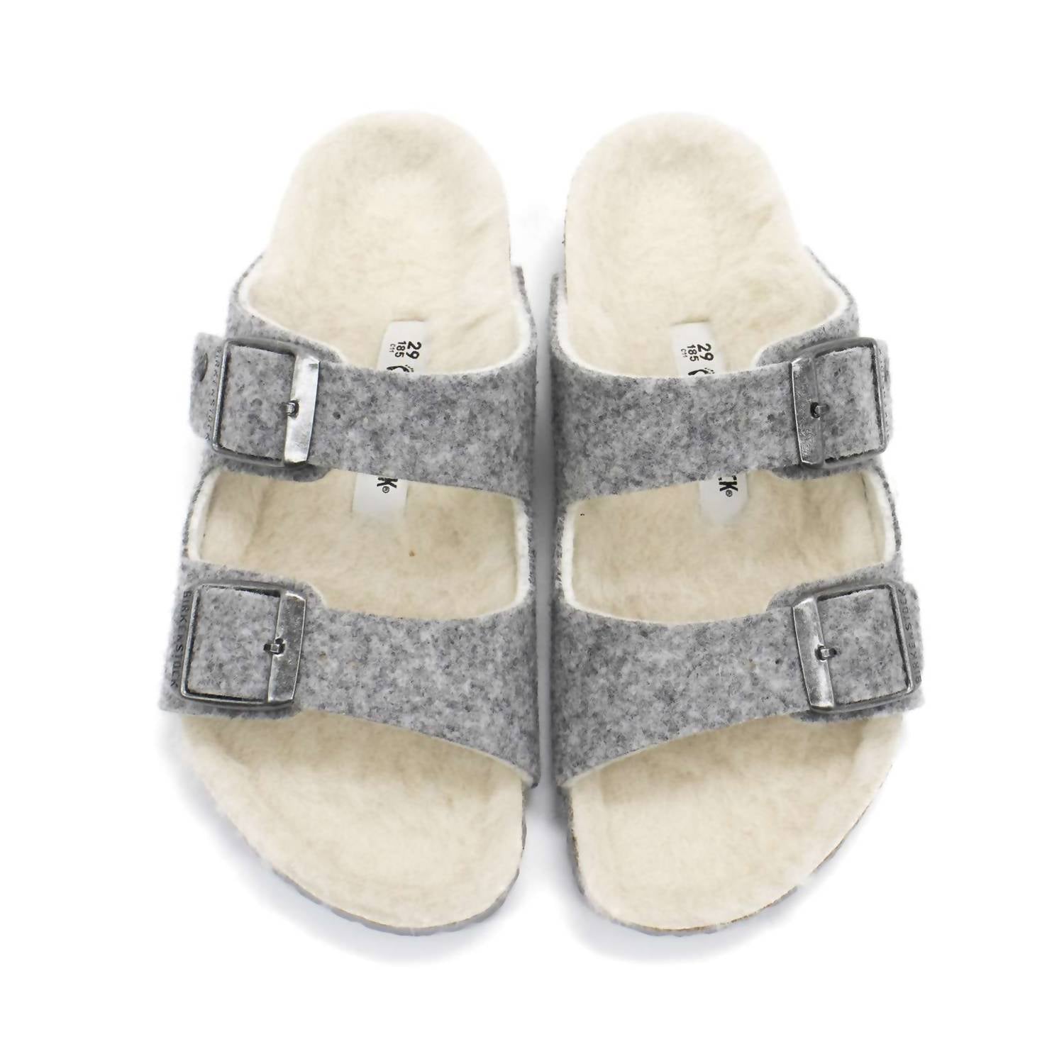 Sandalias para niña de lana color gris claro