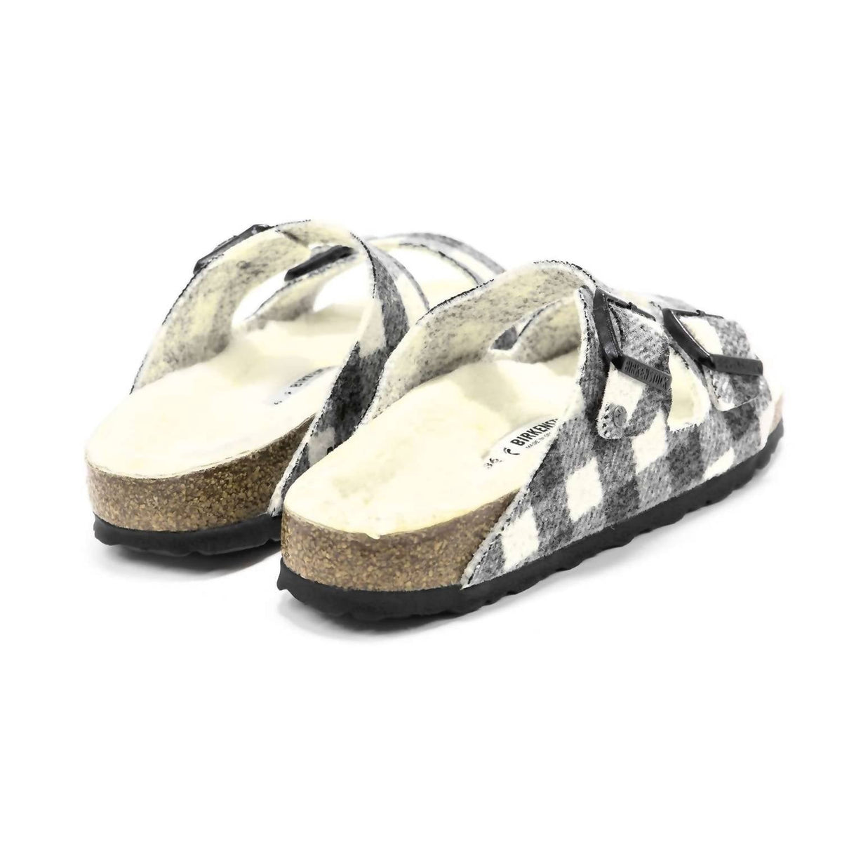 Sandalias de hombre de lana a cuadros color blanco