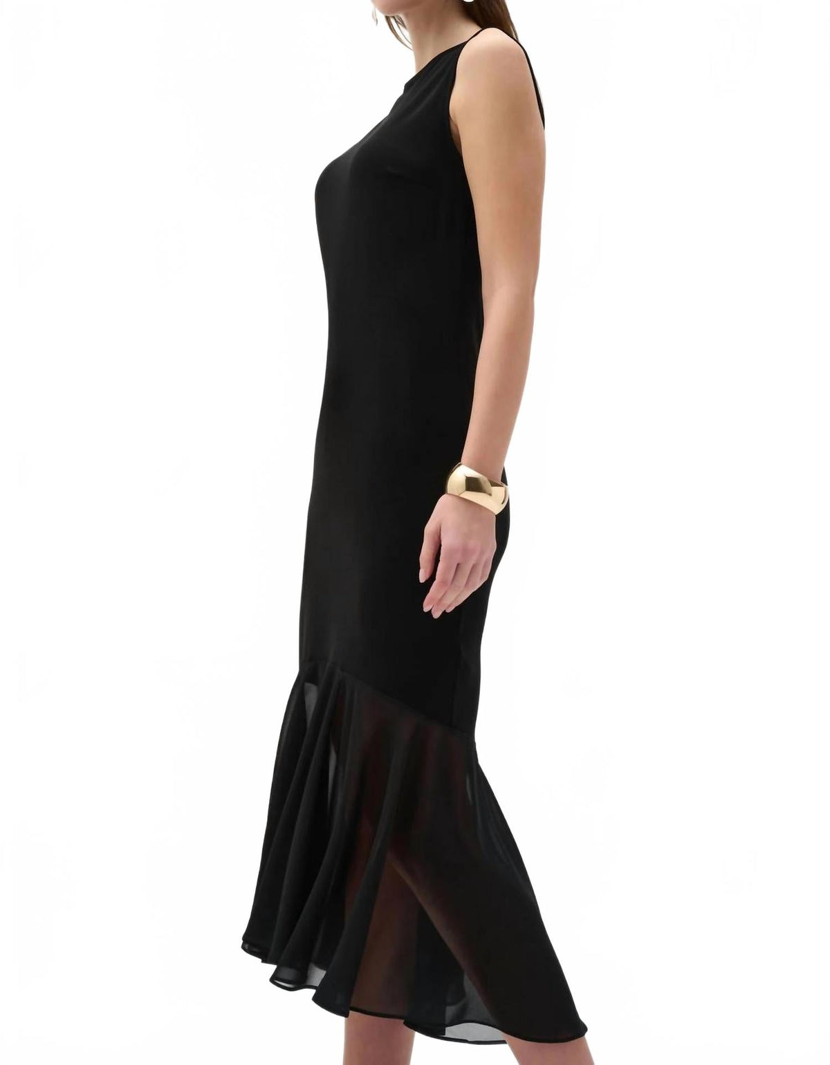 Vestido de gasa midi color negro