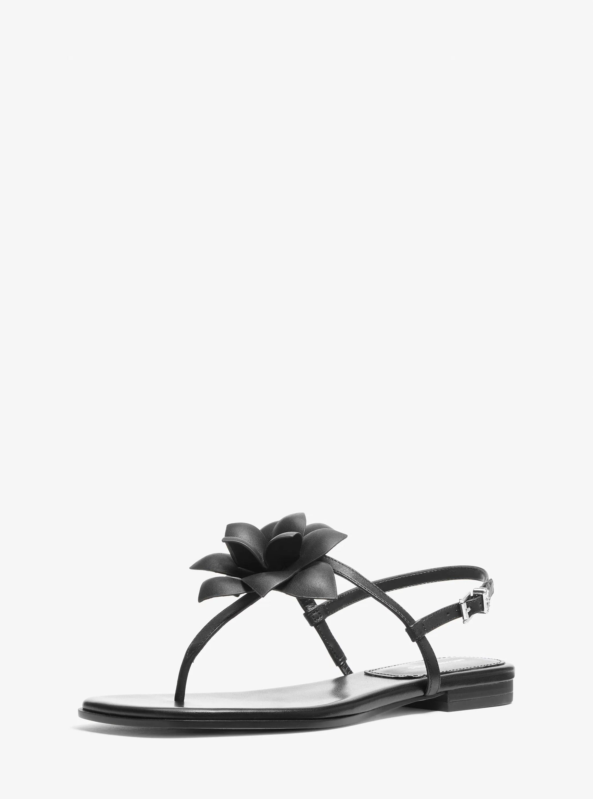 Sandalias de cuero con estampado floral
