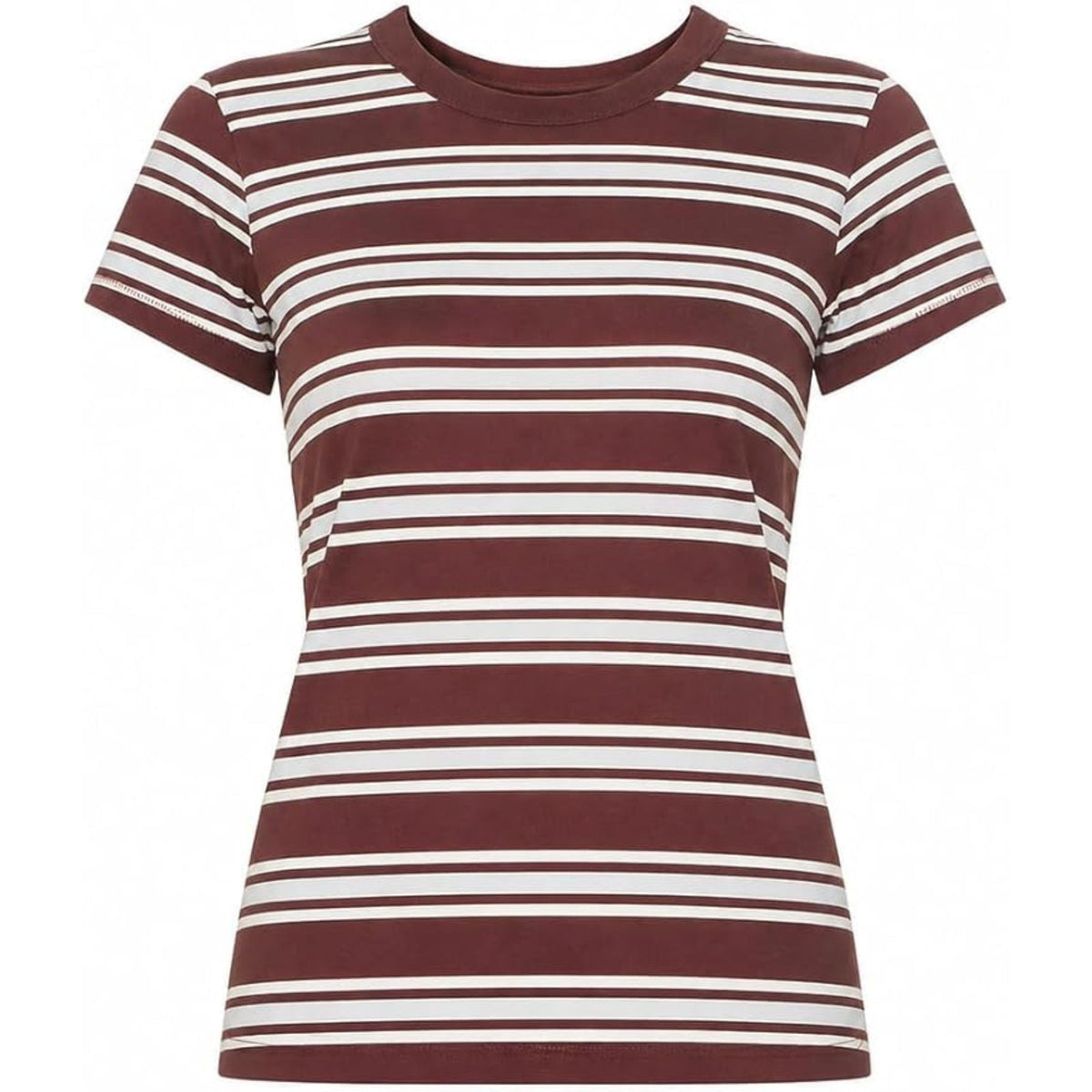 Camiseta de mujer a rayas color azul y café