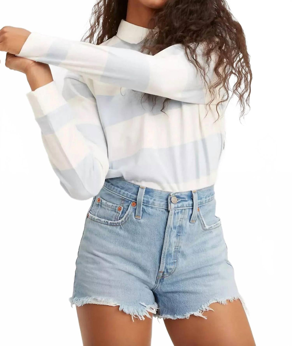 Short de tiro alto color azul