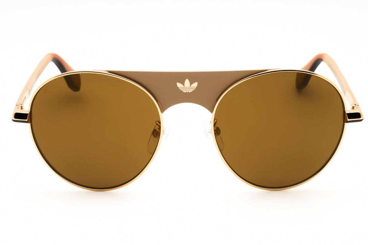 Gafas color café y dorado