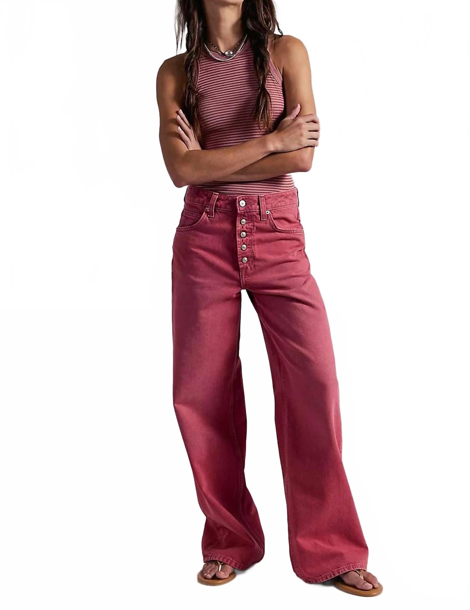 Jean color rosado