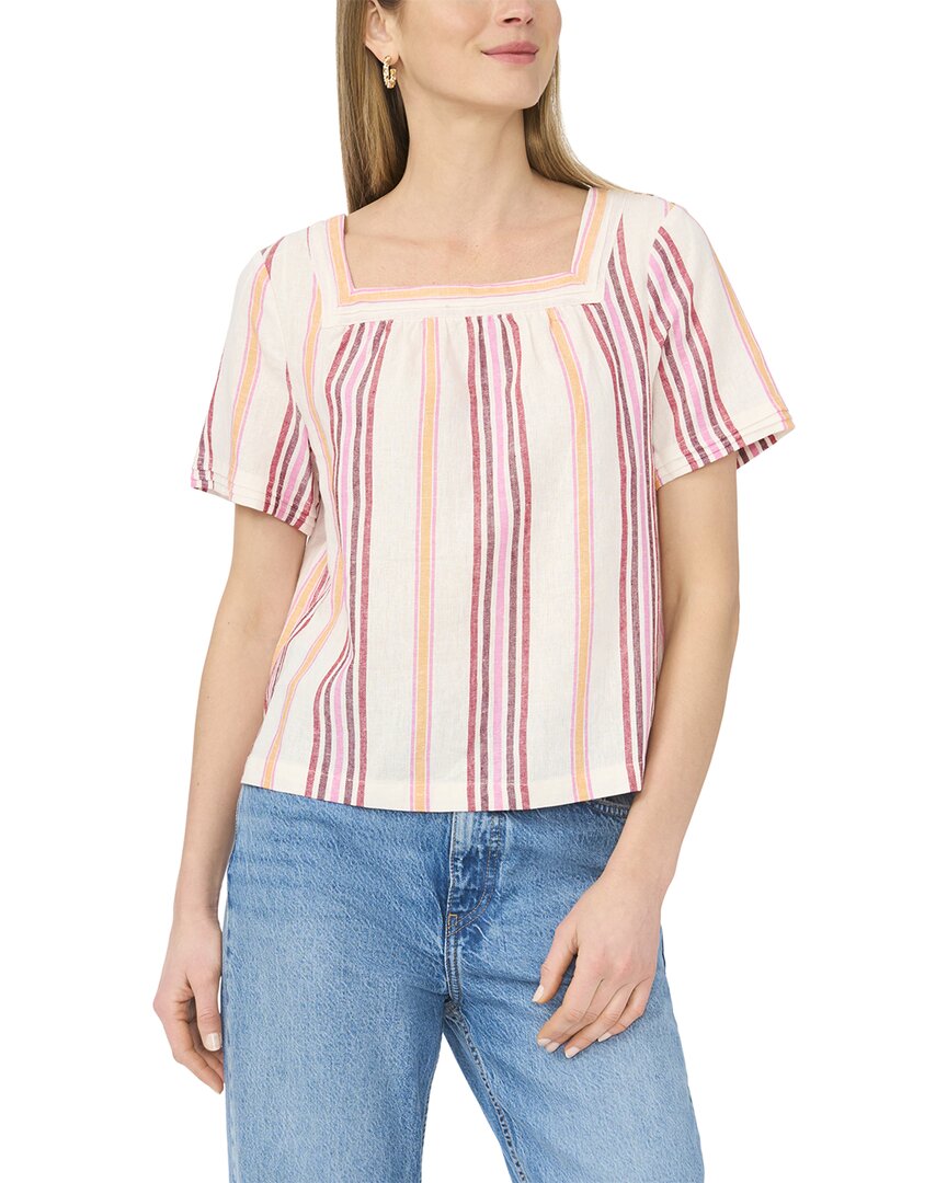 Blusa de mezcla de lino con escote cuadrado
