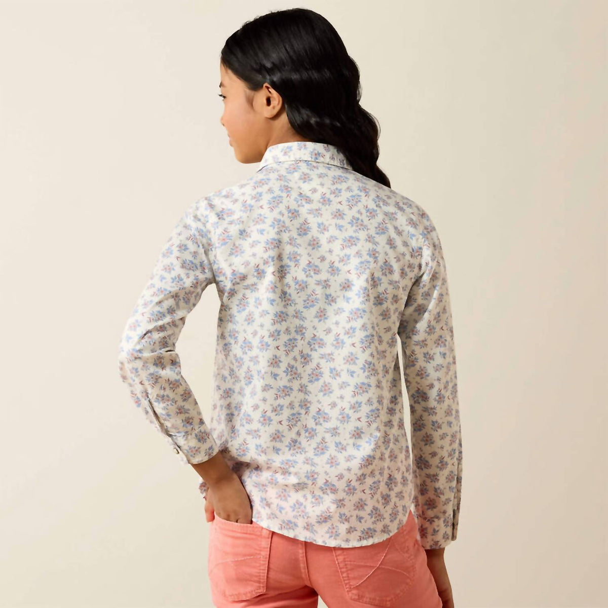 Camisa para niña de manga larga con estampado floral multicolor