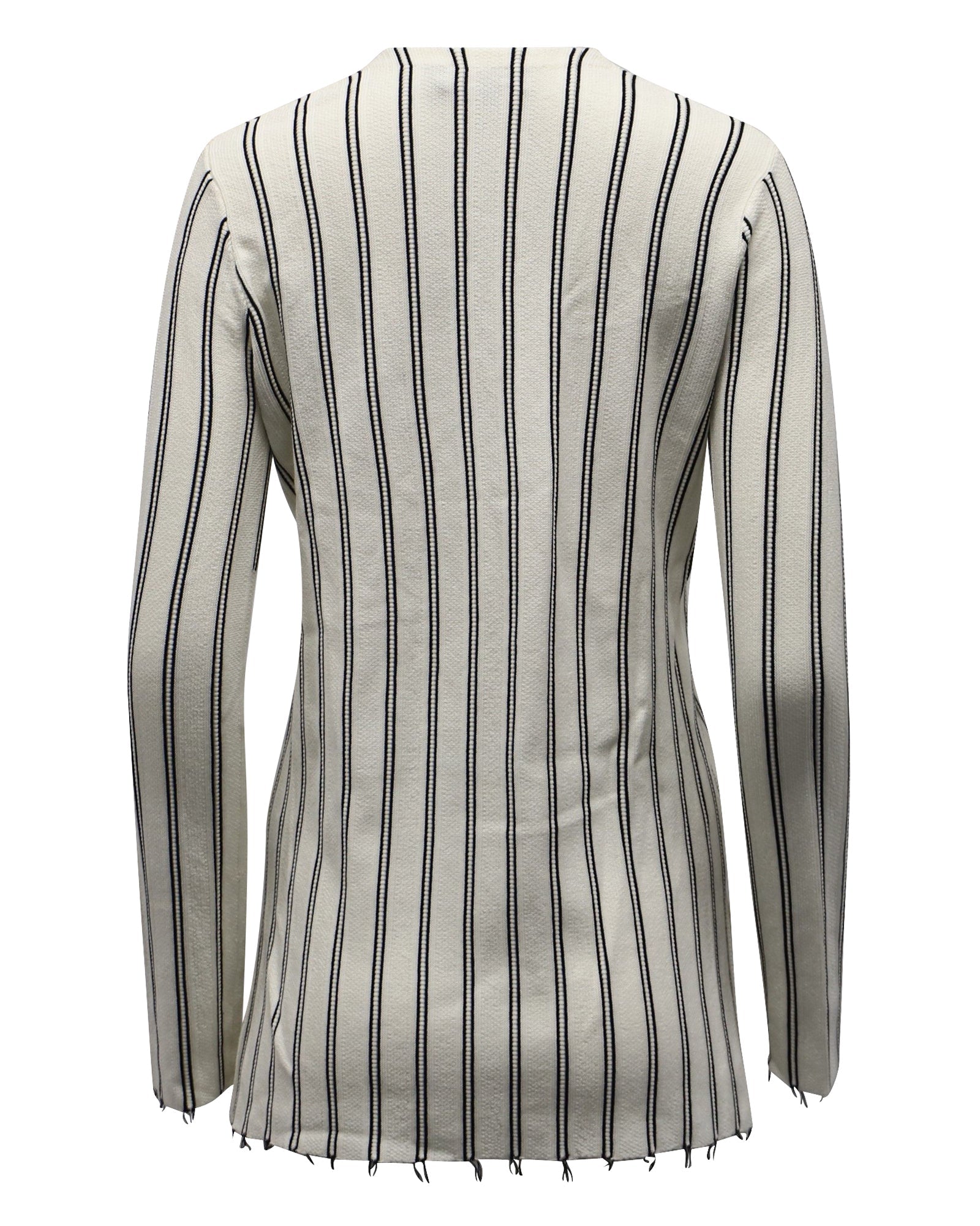 Blusa con cuello en V a rayas color blanco y crema