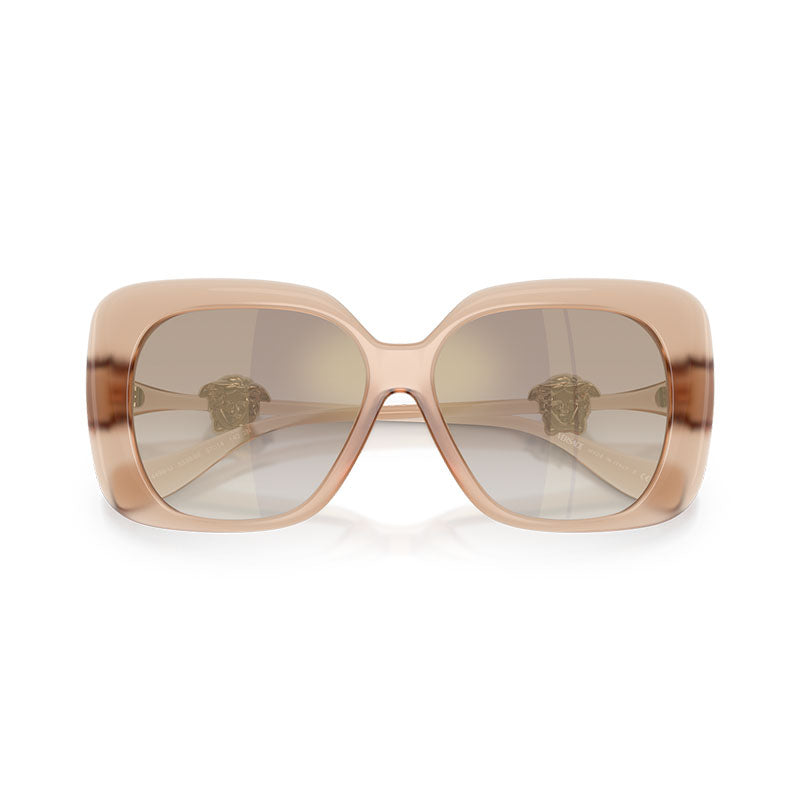 Gafas color café y dorado