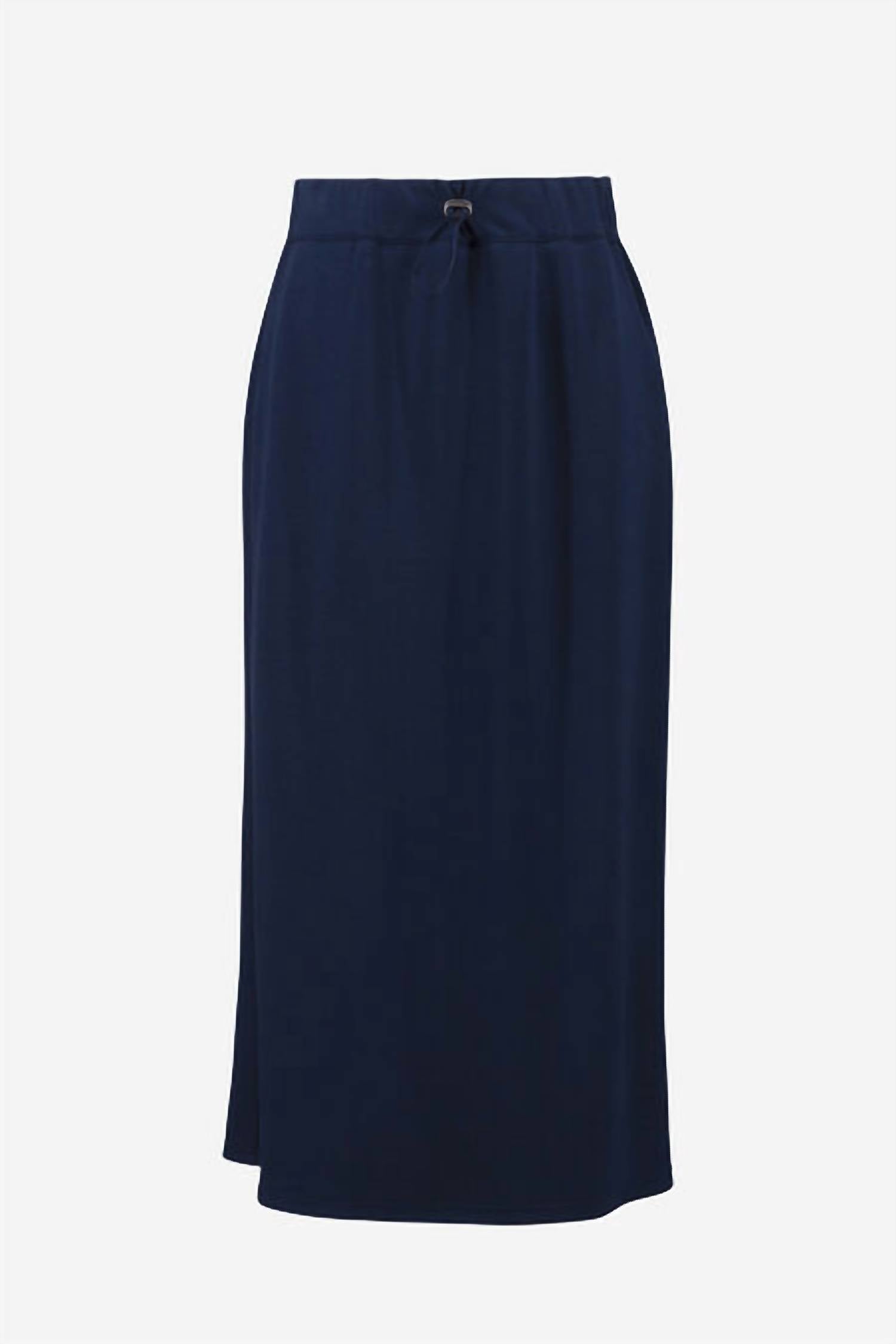 Falda midi color azul marino