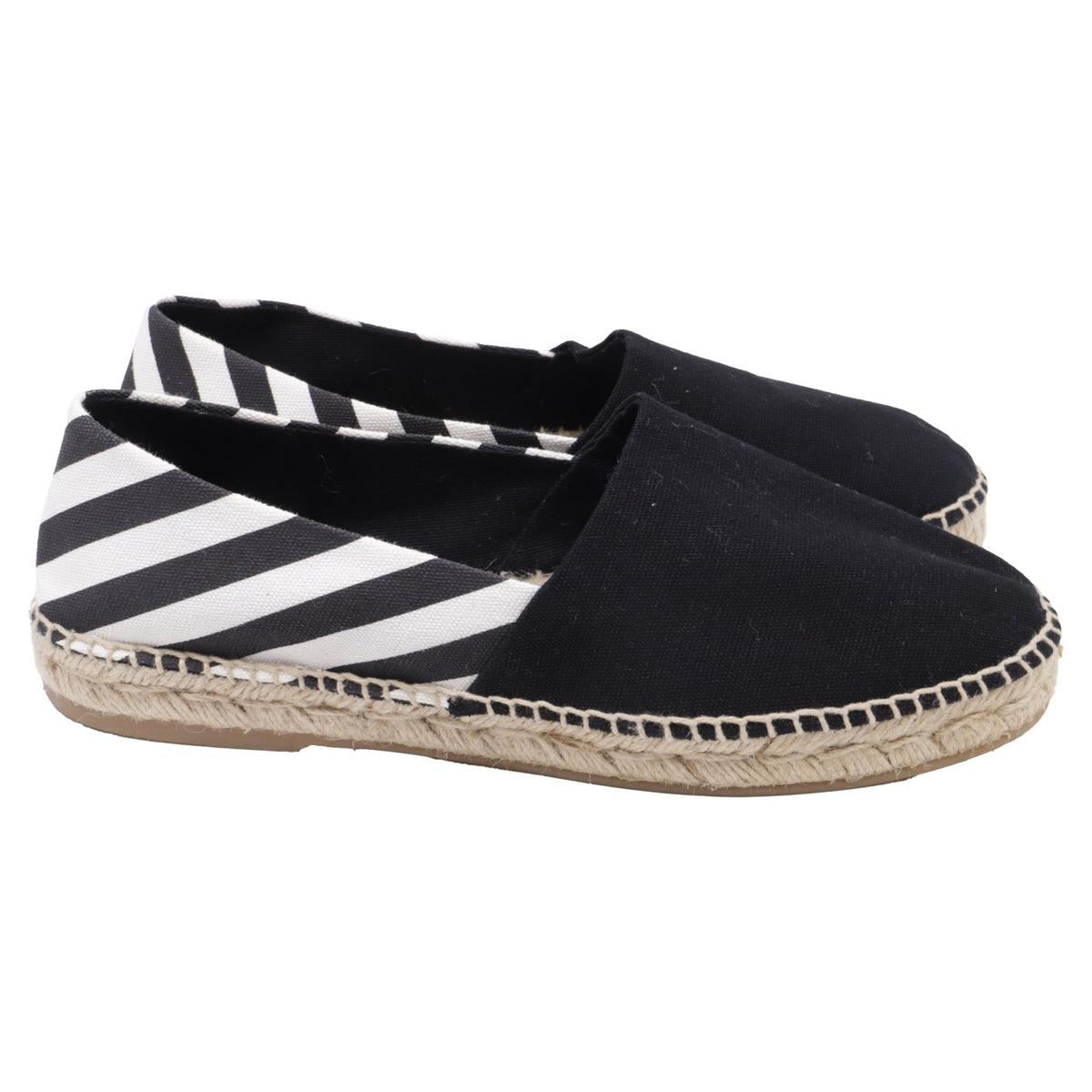 Alpargatas de lona a rayas sin cordones color negro
