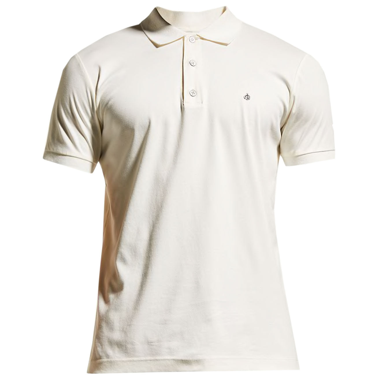 Polo de hombre de algodón de manga corta color marfil