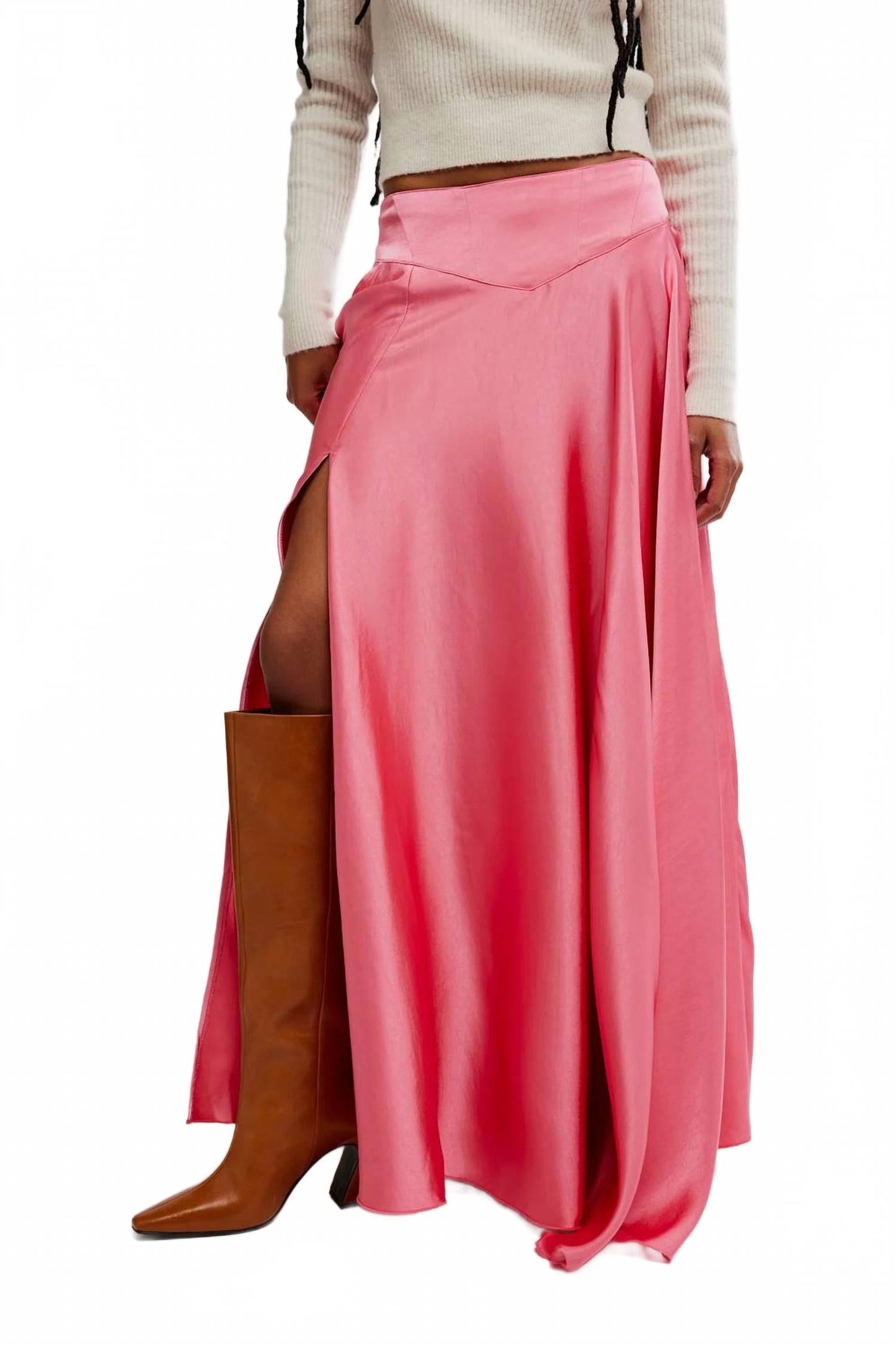 Falda larga color crema