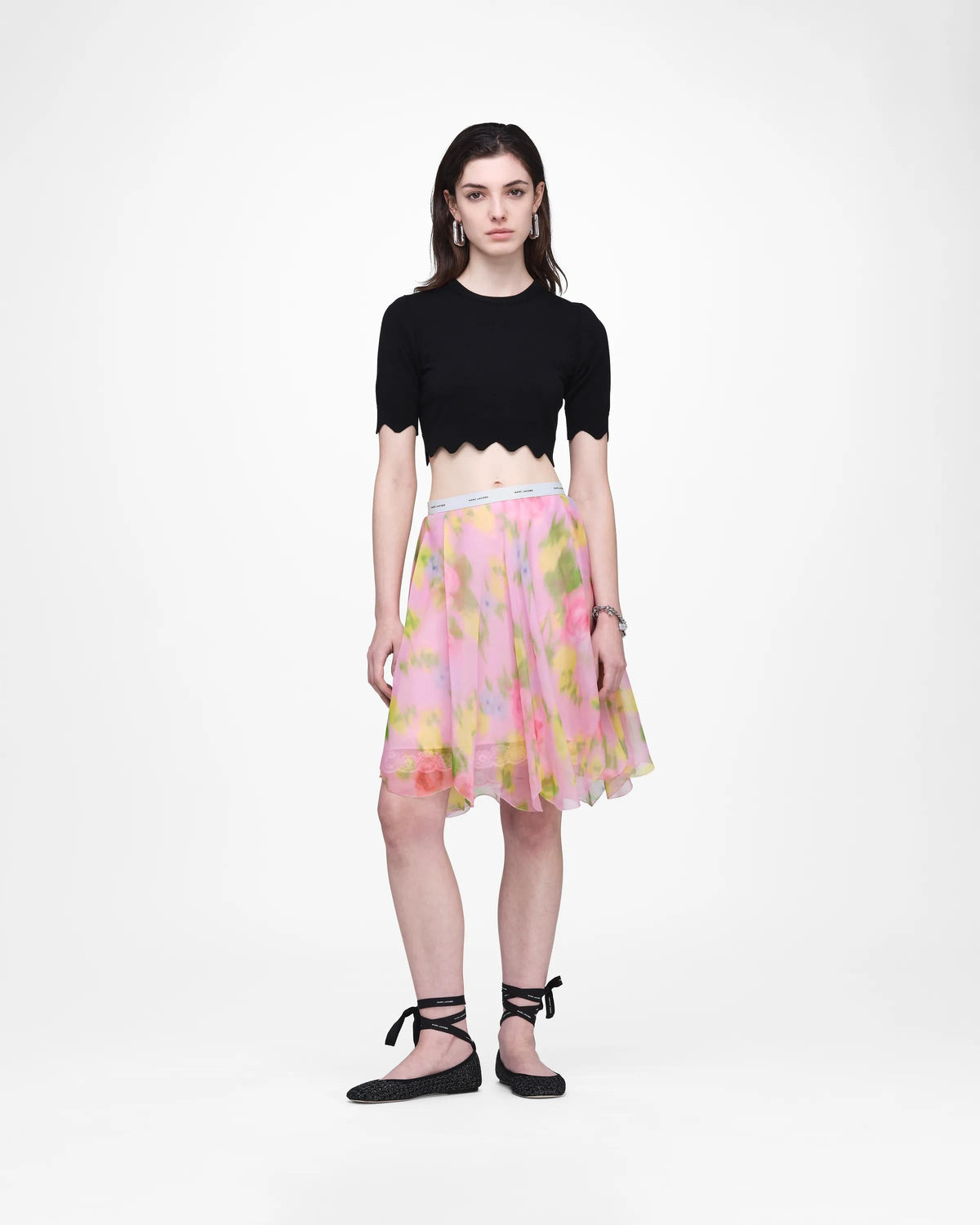 Falda de gasa con estampado floral
