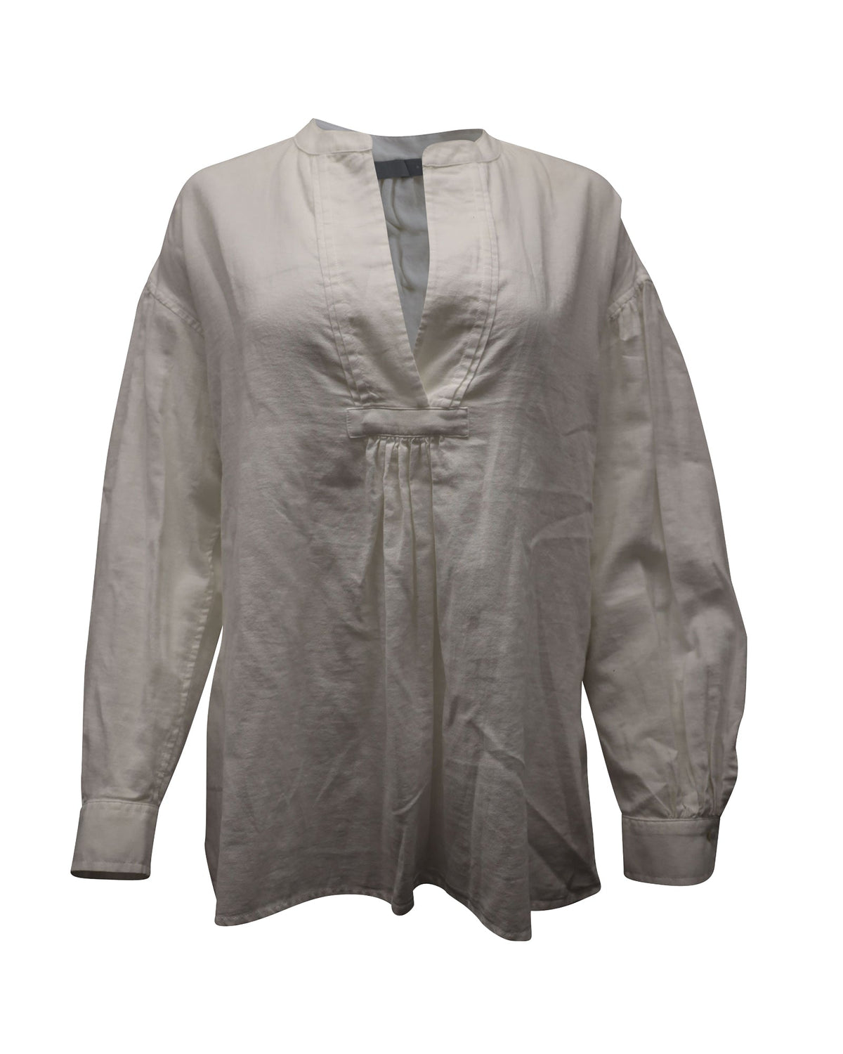 Blusa de algodón de manga larga color blanco