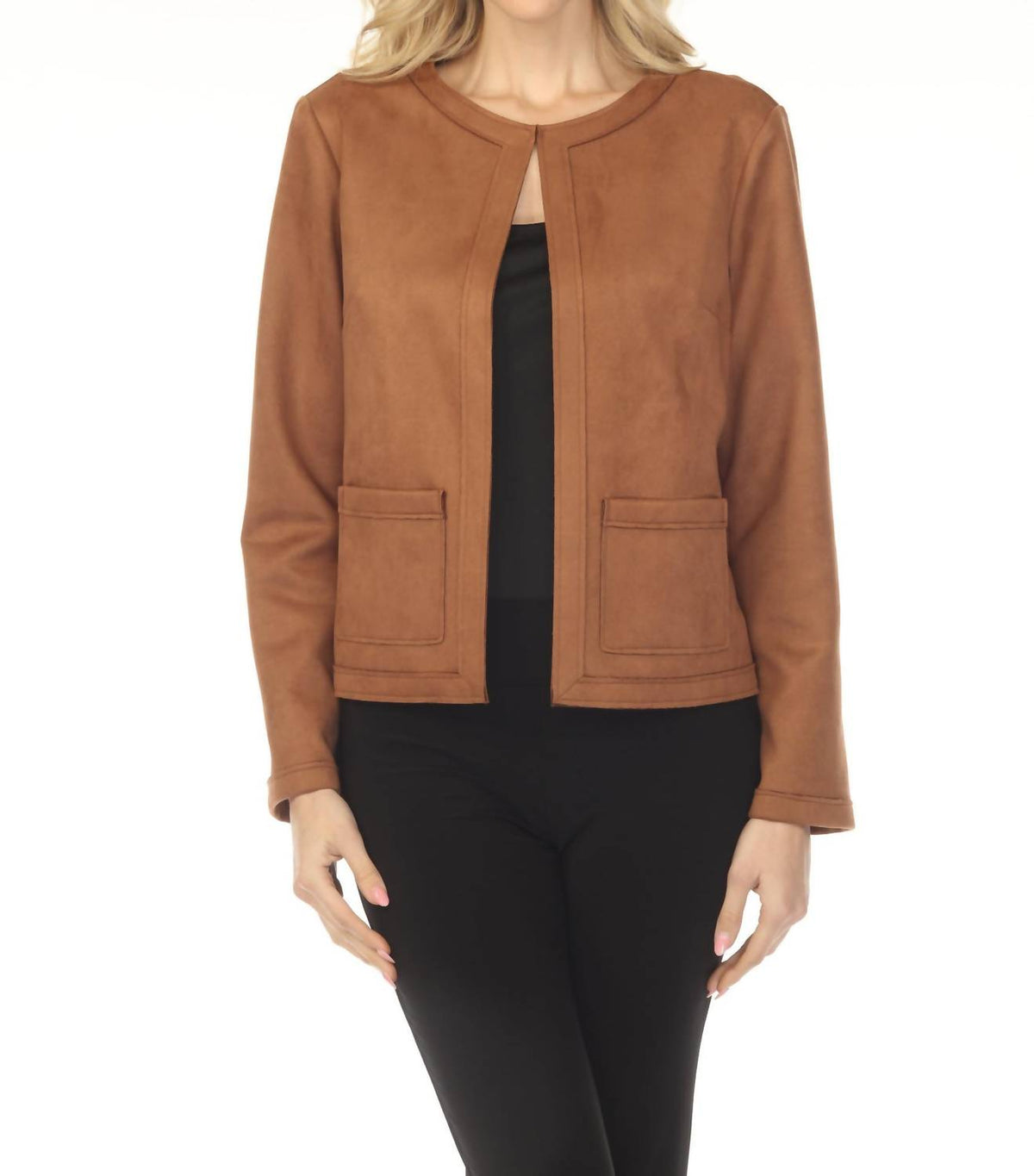 Chaqueta de gamuza de manga larga color café