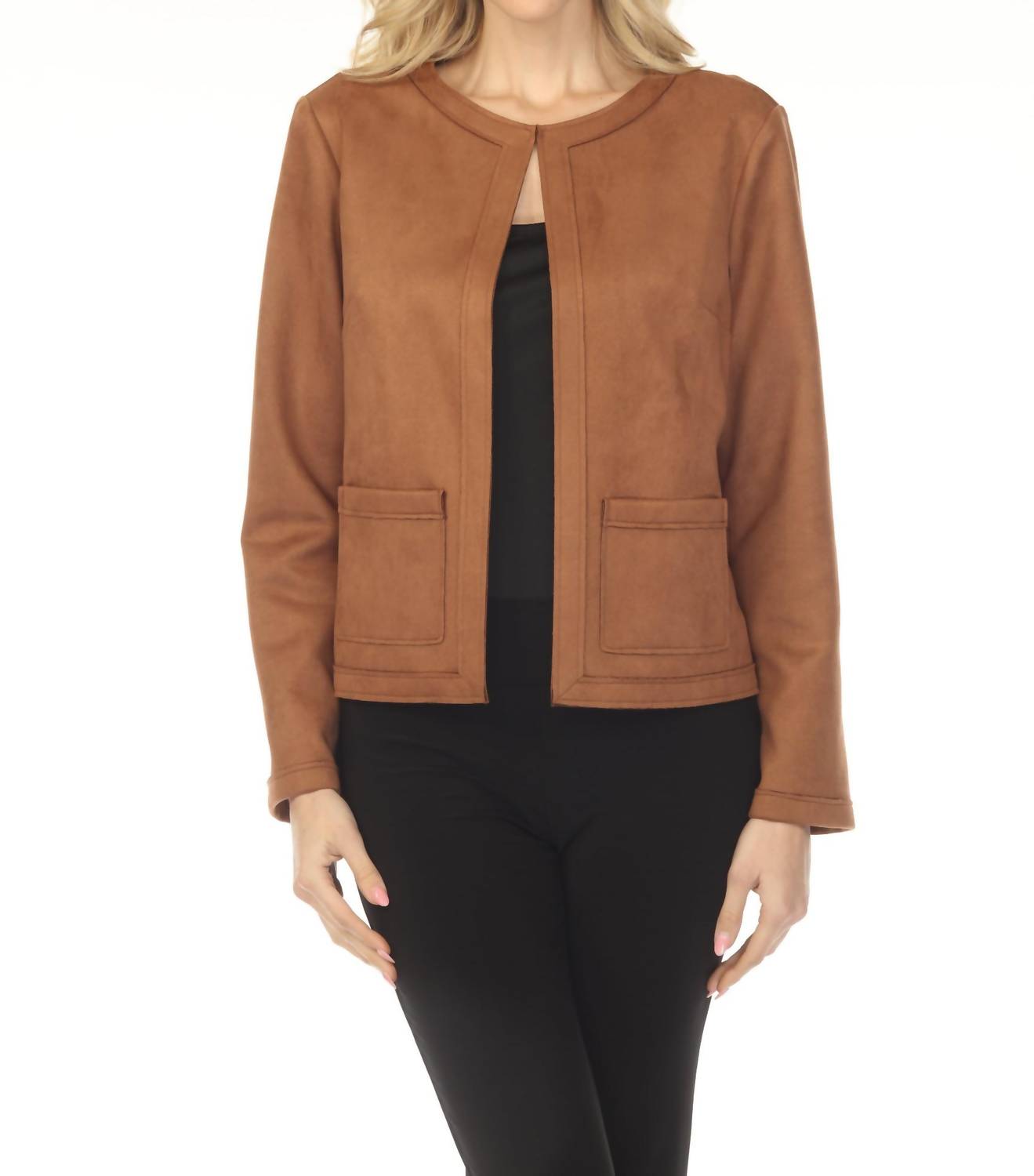 Chaqueta de gamuza de manga larga color café