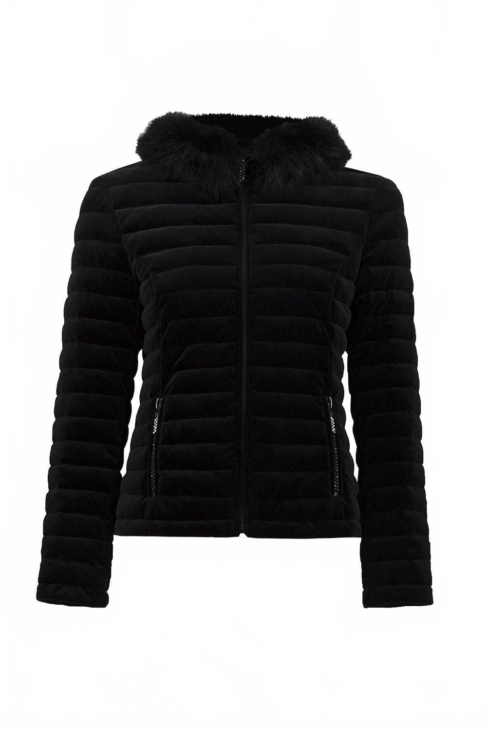 Chaqueta acolchada de terciopelo color negro