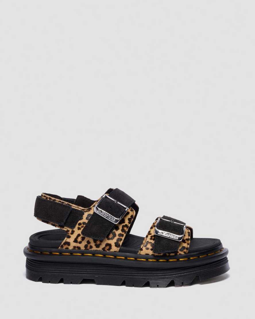 Sandalias de cuero con estampado animal