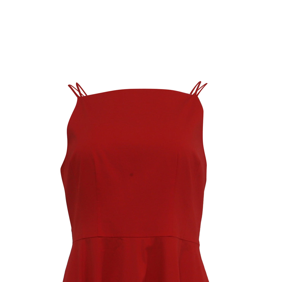 Vestido de algodón midi con escote cuadrado color rojo