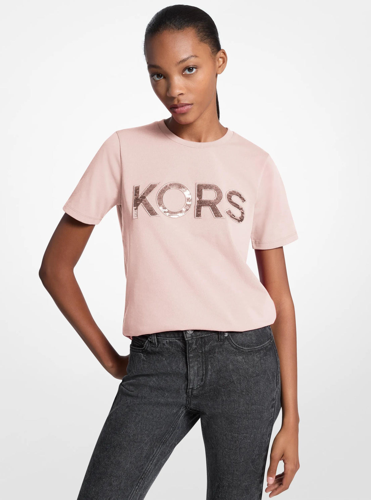 Camiseta de algodón con lentejuelas