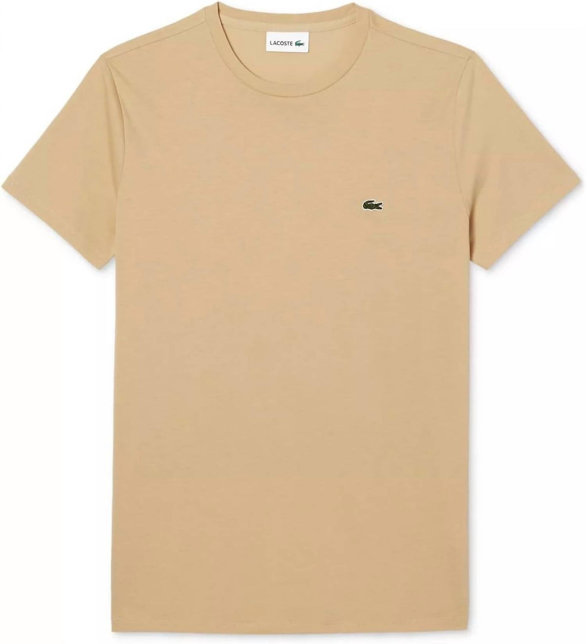 Camiseta de hombre de algodón de manga corta con cuello redondo color café
