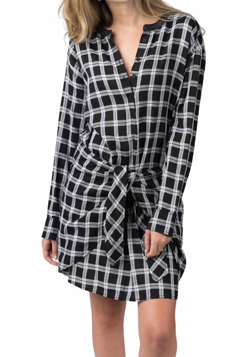 Vestido corto a cuadros color negro y gris