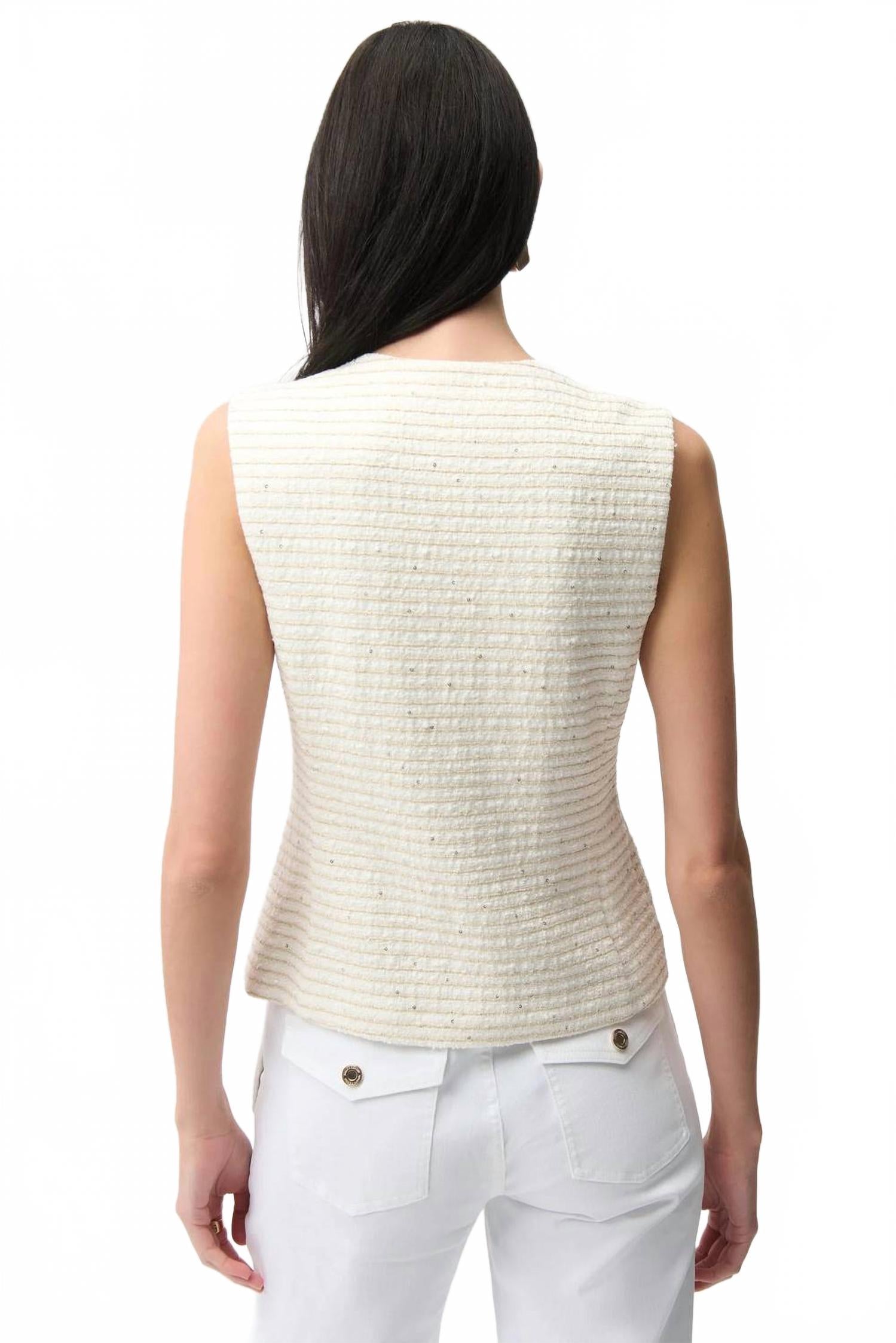 Chaleco a rayas color blanco y dorado