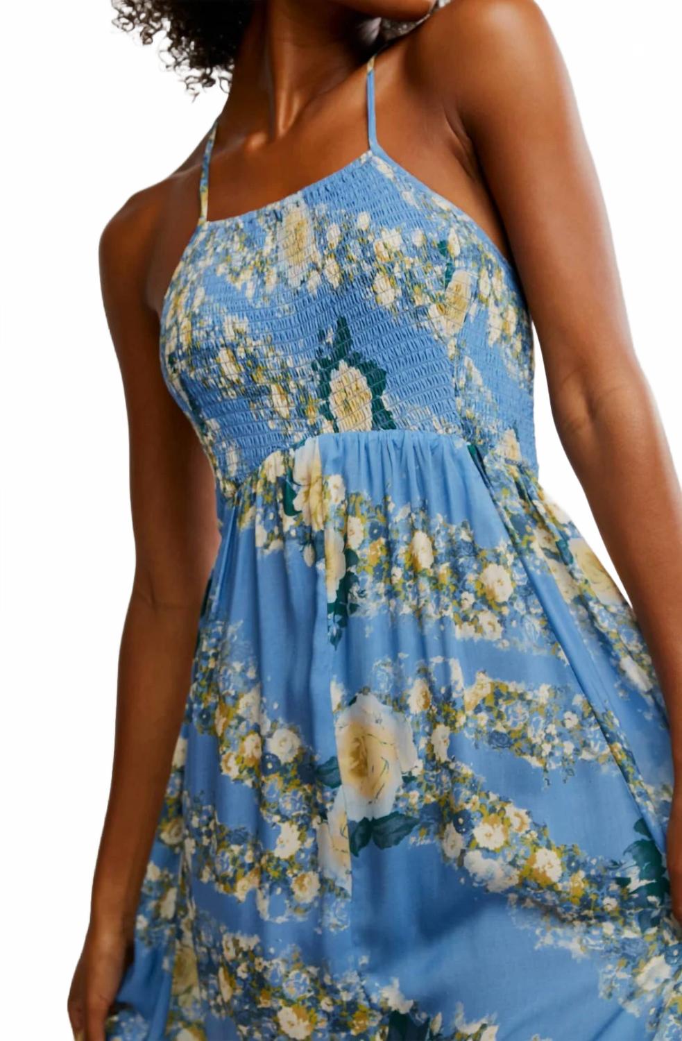 Vestido largo con estampado color azul