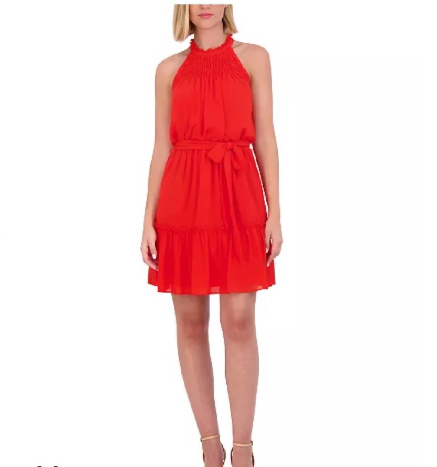 Vestido corto sin mangas color rojo