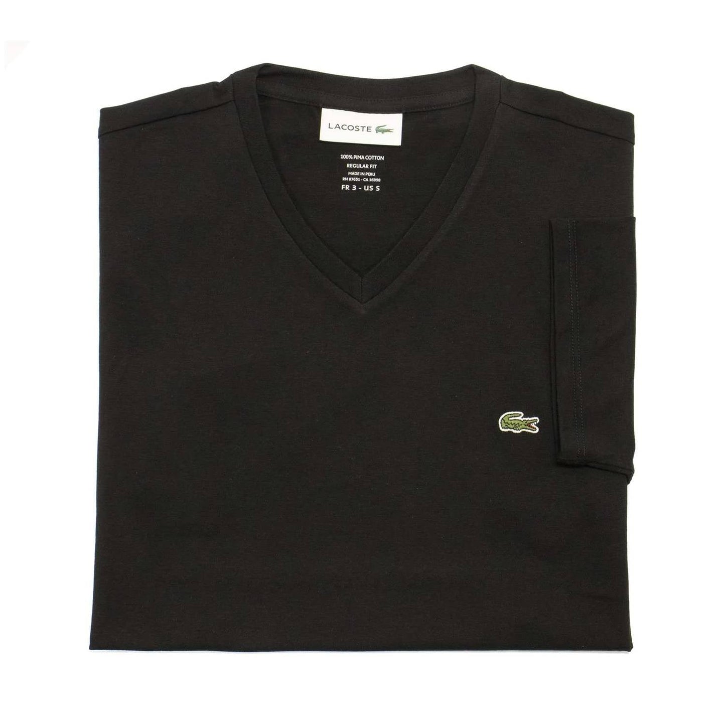 Camiseta de hombre de manga corta con cuello en V color negro