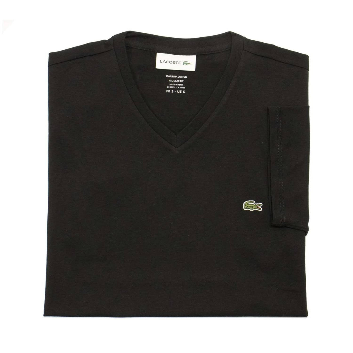 Camiseta de hombre de manga corta con cuello en V color negro