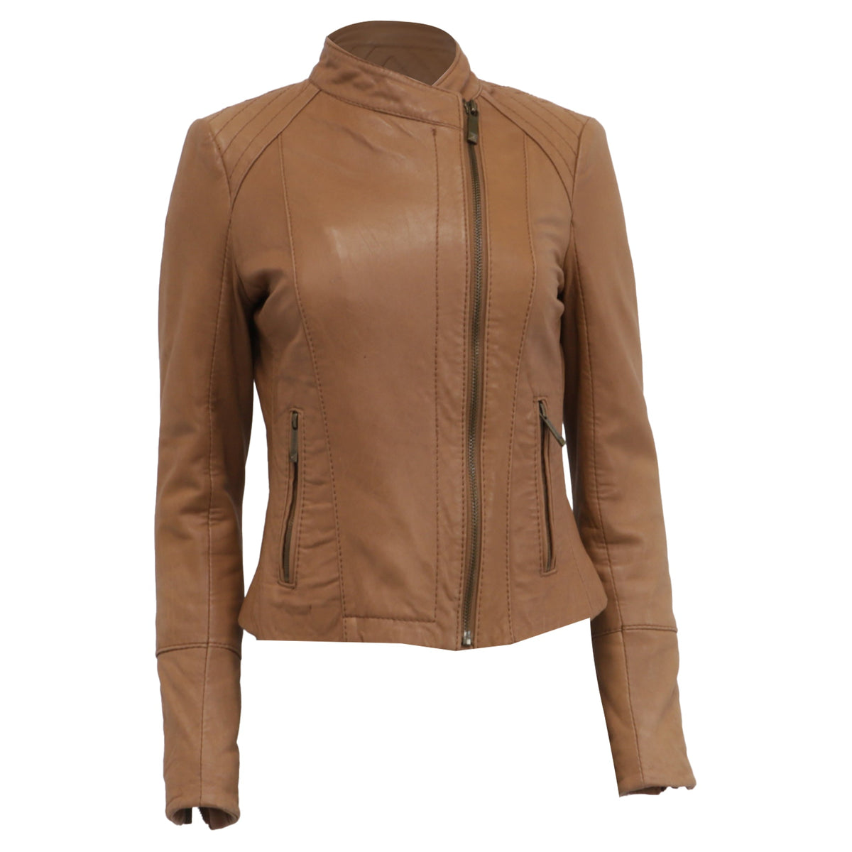 Chaqueta de cuero color café