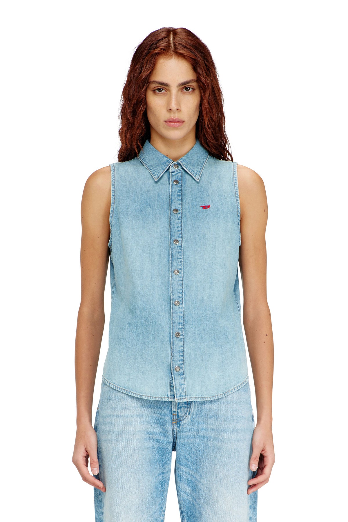 Camisa de mezclilla sin mangas