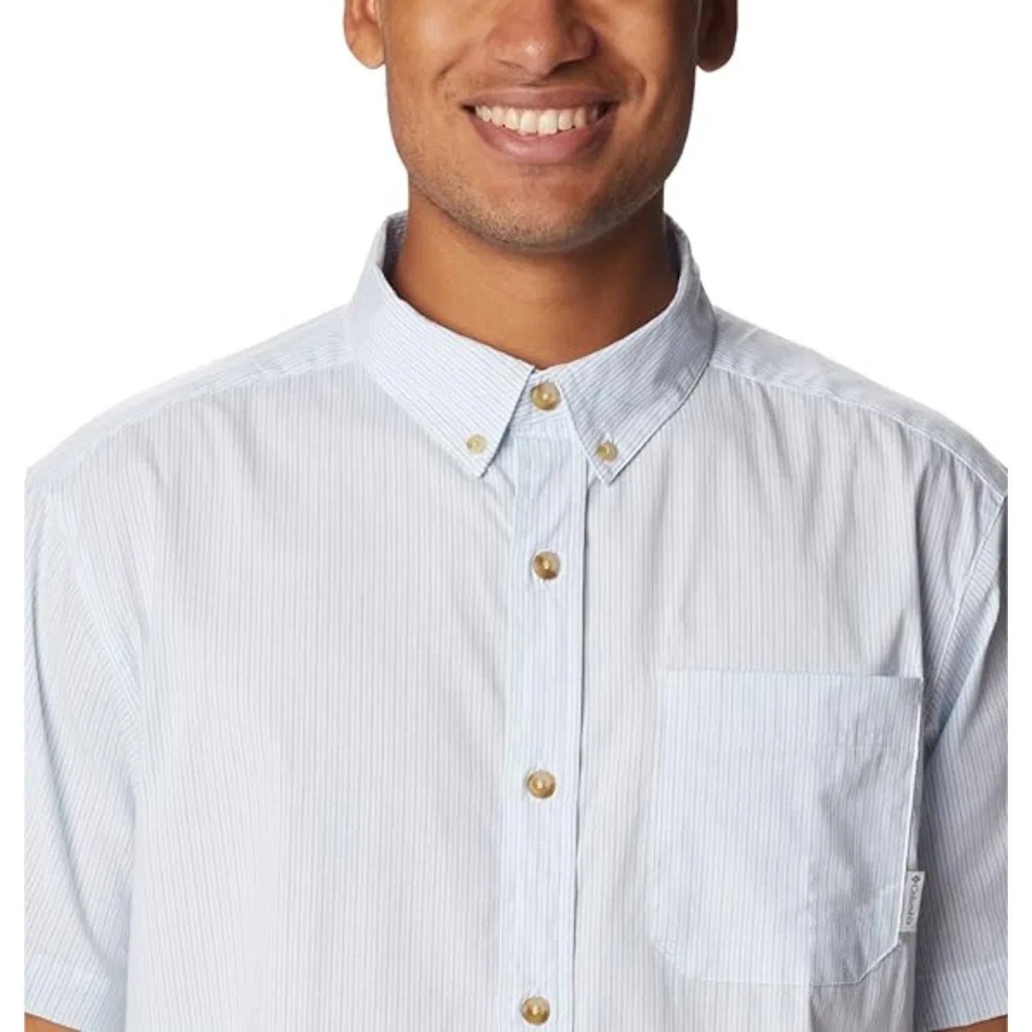 Camisa de hombre de manga corta a rayas color blanco