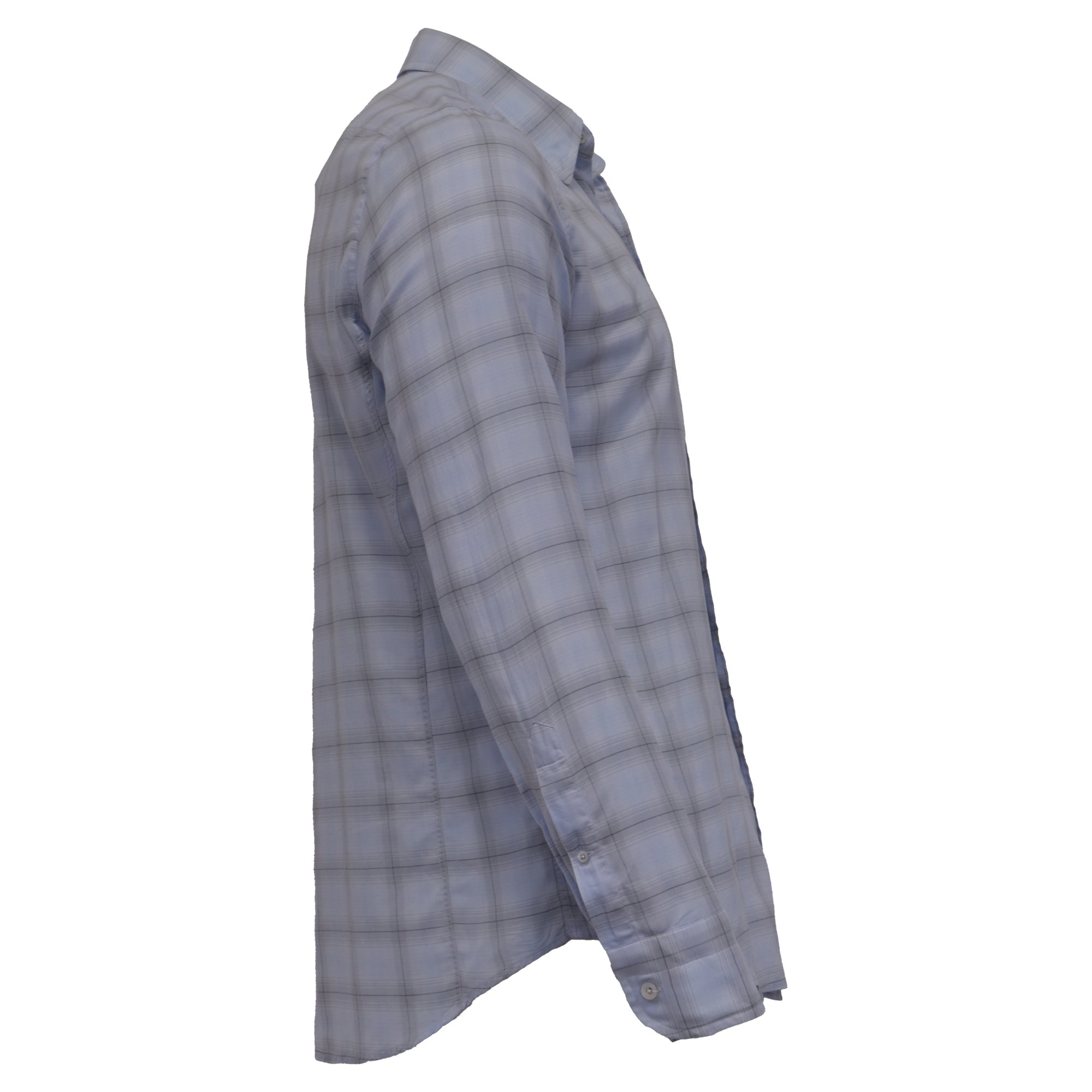 Camisa de algodón a cuadros color azul claro