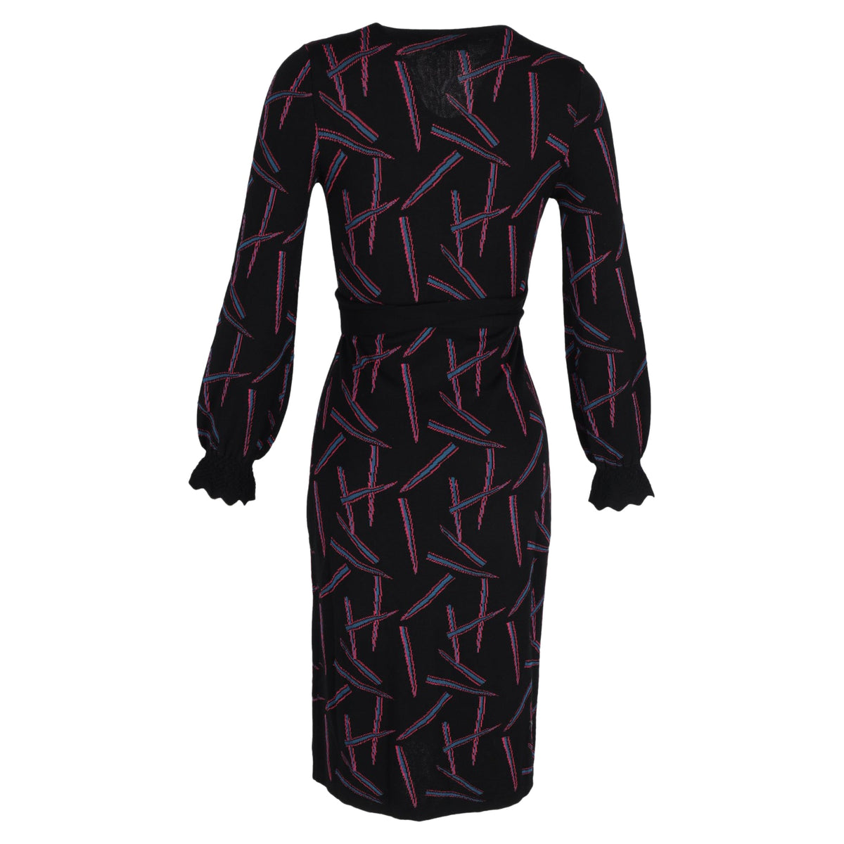 Vestido de lana con estampado color negro y rosado