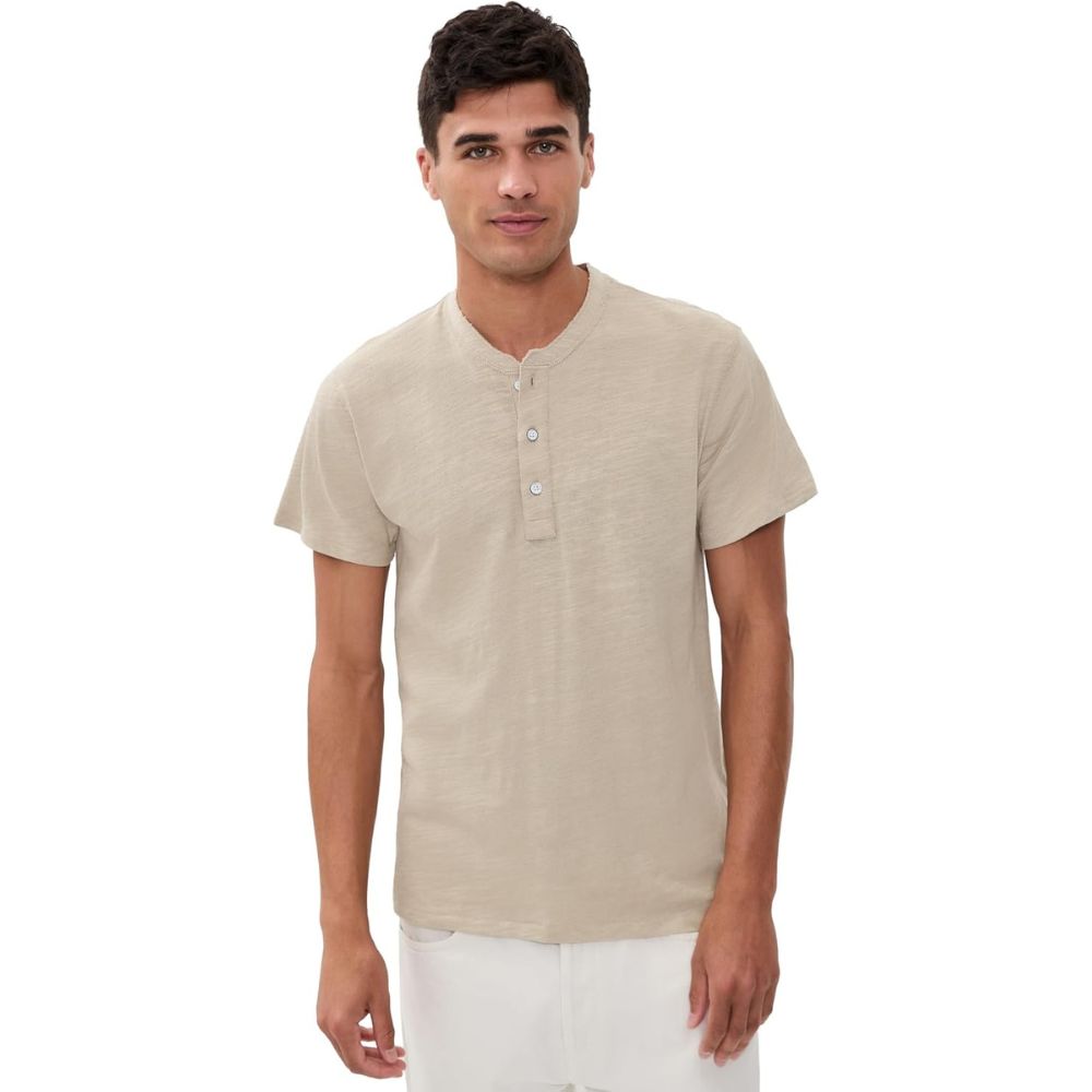 Camiseta con botones de hombre de manga corta color taupe